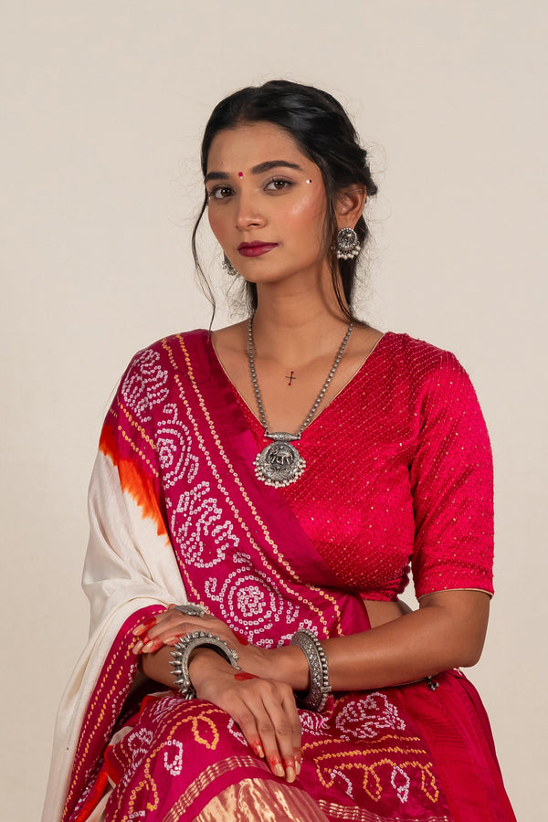 Rani Color Mashroo Blouse with Sequin Work & Hand Embroidery – NavRas
