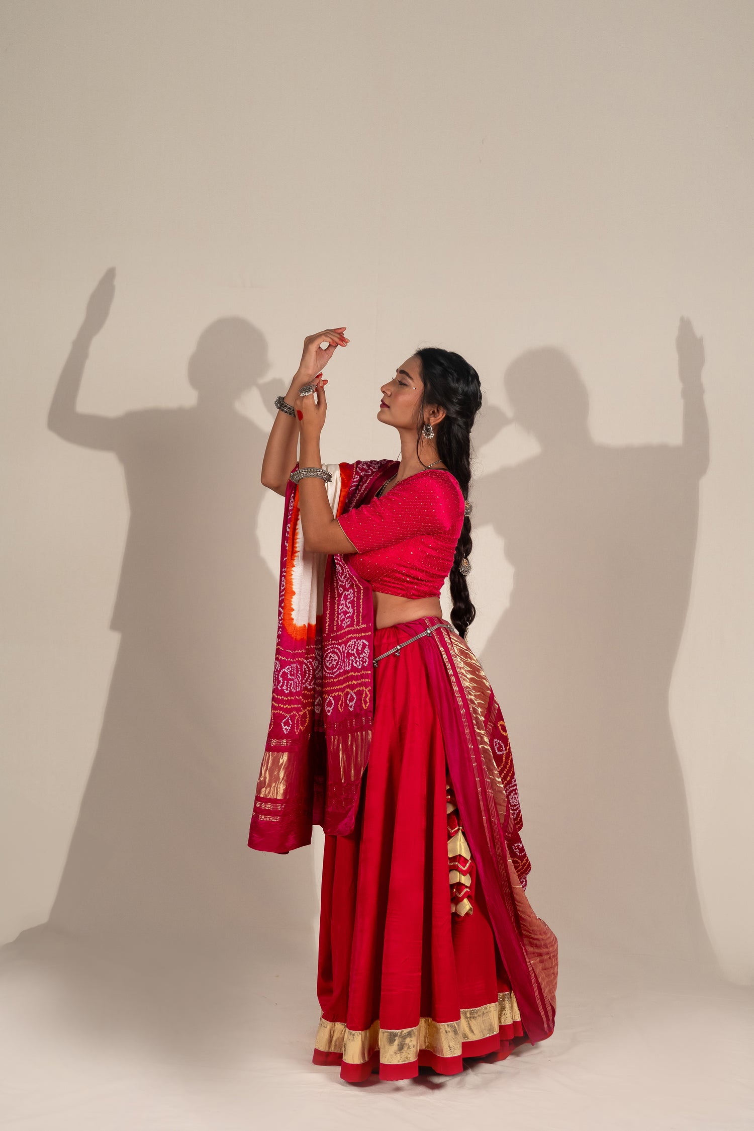 Modal Silk Skirt in Rani Color with Golden Lumpi Border – NavRas