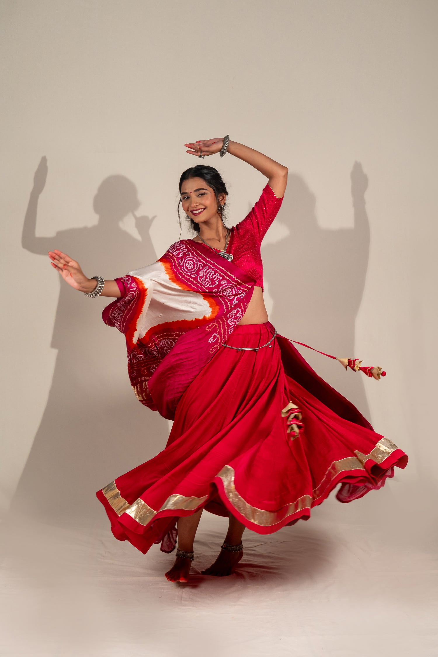 Modal Silk Skirt in Rani Color with Golden Lumpi Border – NavRas