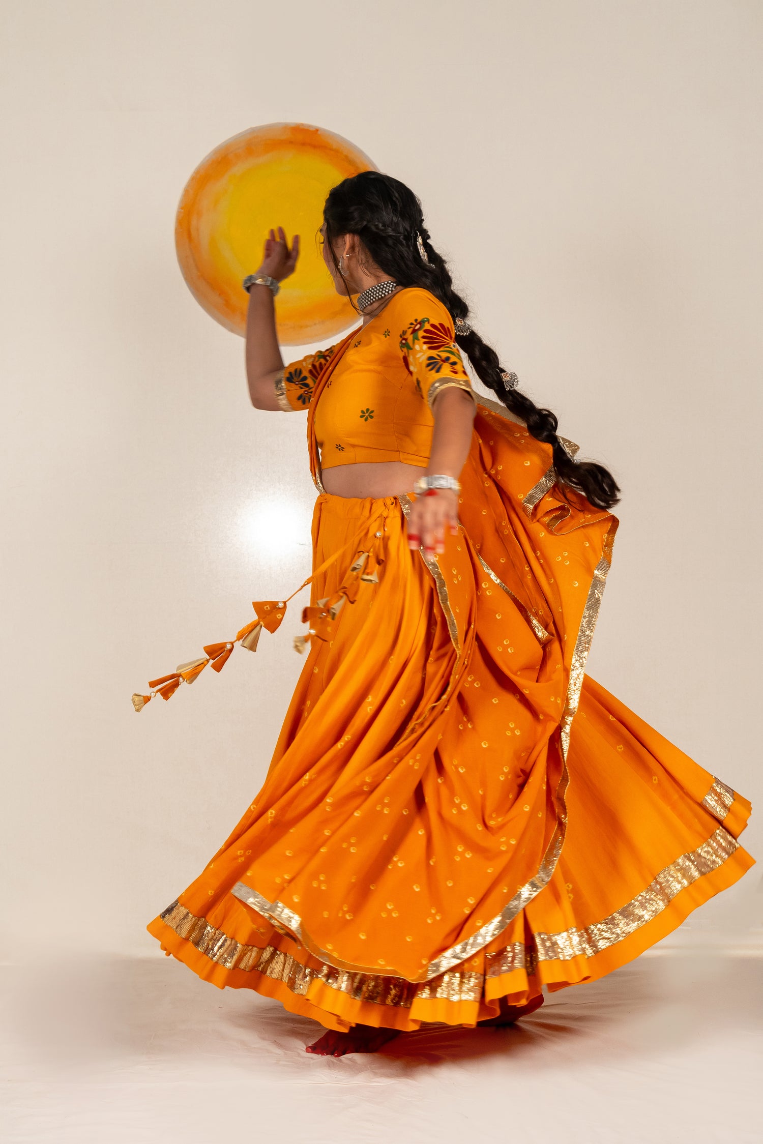 Mustard Yellow Bandhej Cotton Dupatta with Fine Lumpi Border – NavRas