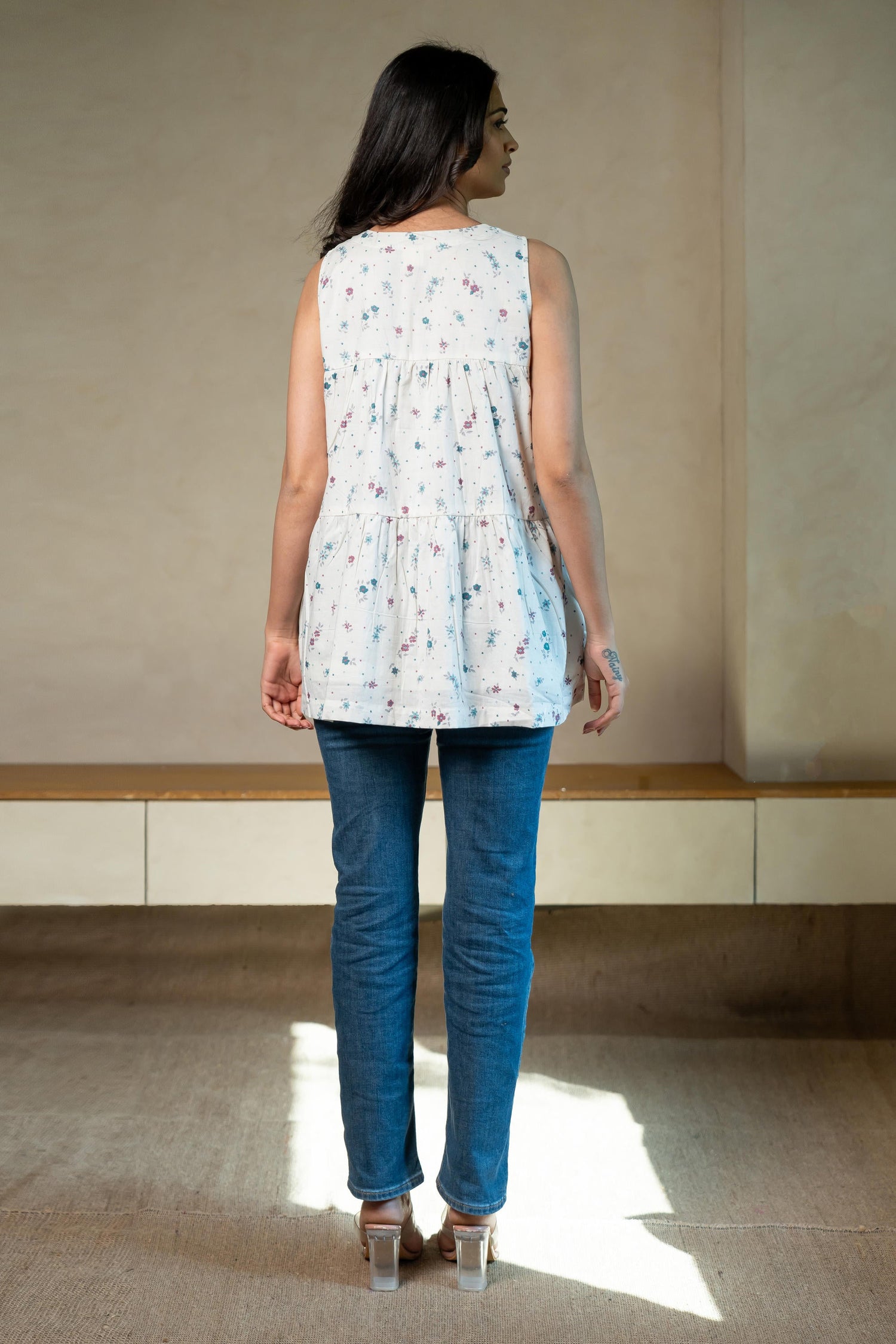 Aabha Rama Green Printed Cotton Top | Ray-ethnic