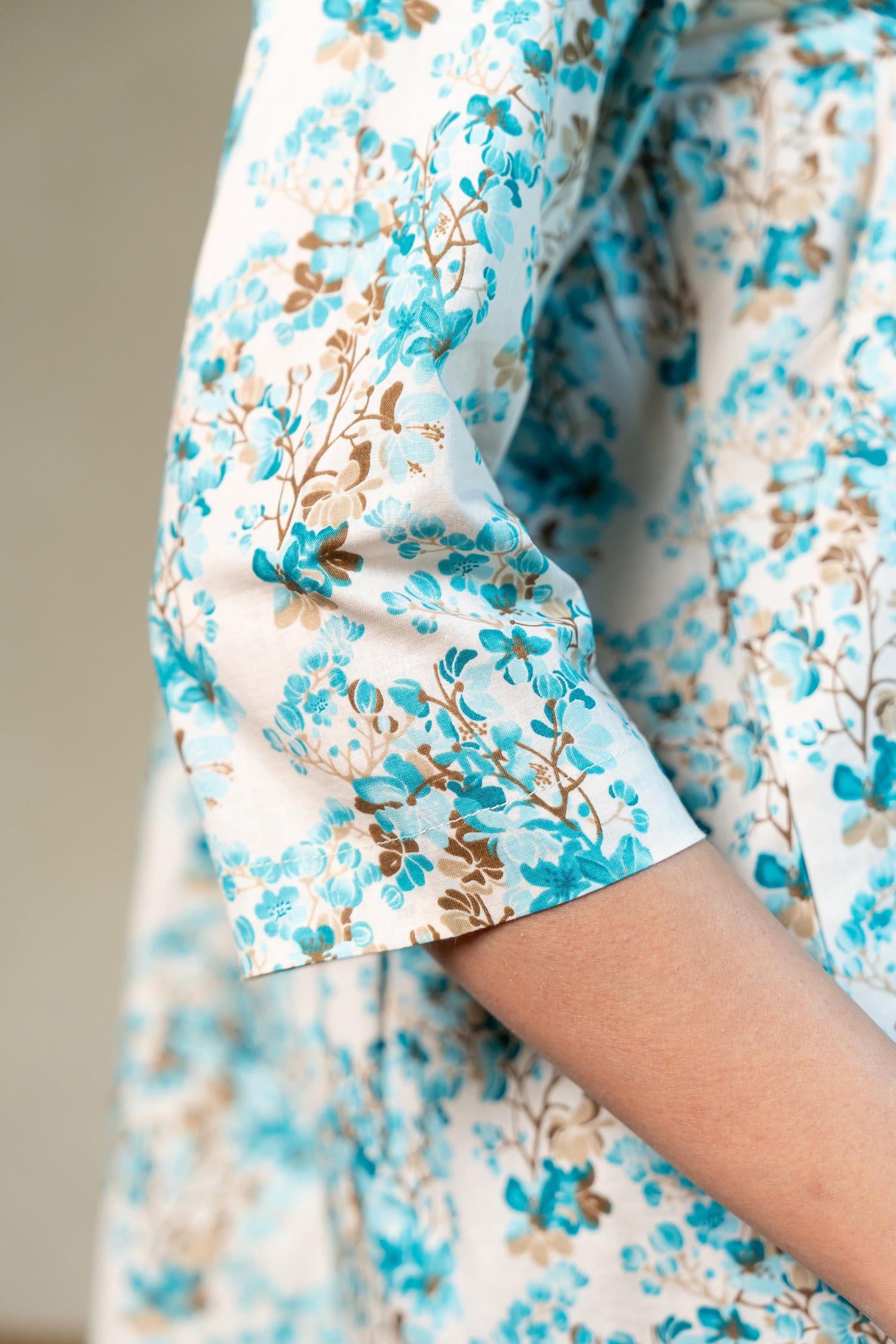 Aabha Sky Blue Printed Cotton Top | Ray-ethnic