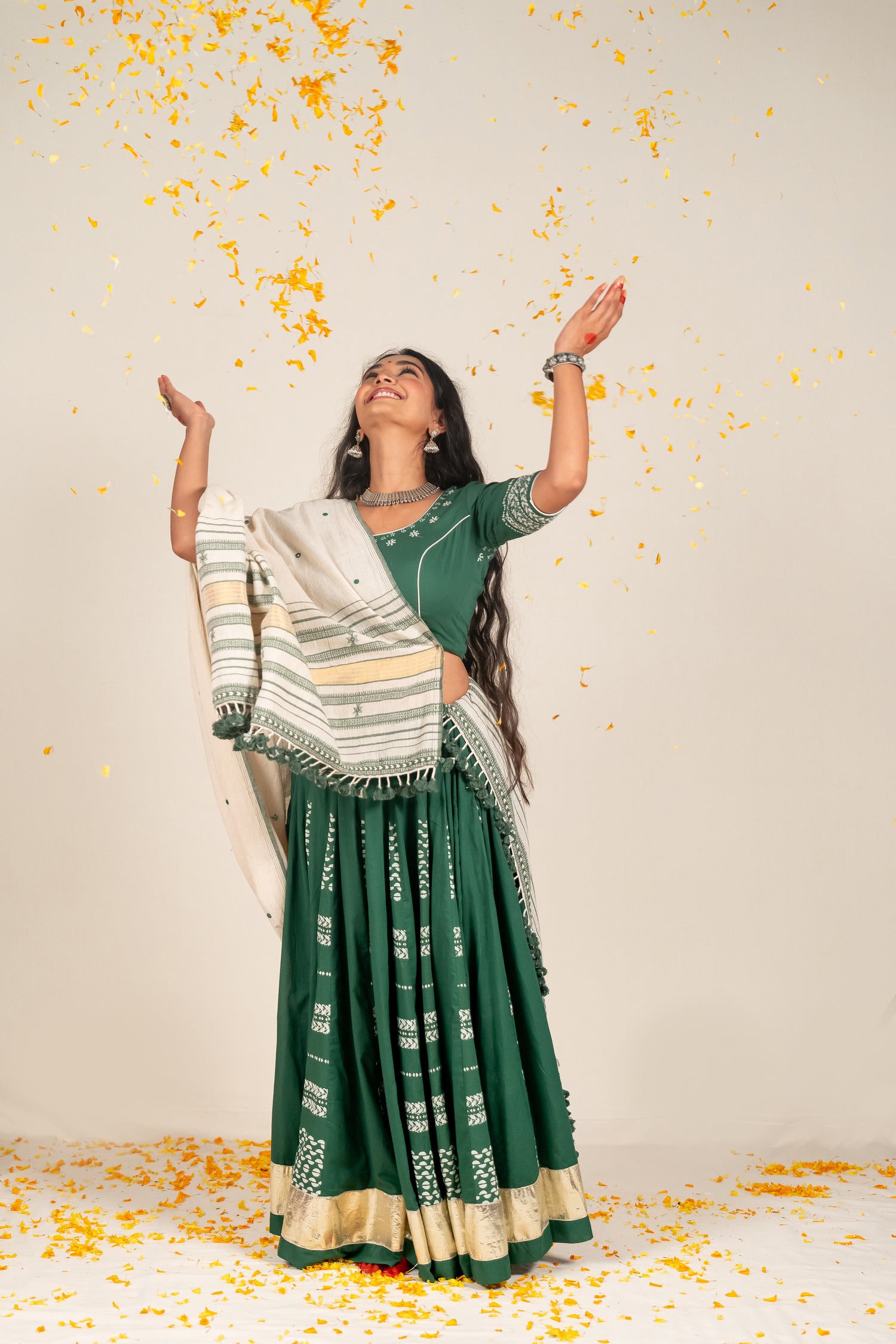 Green Cotton Mulmul Blouse with Block Print – NavRas