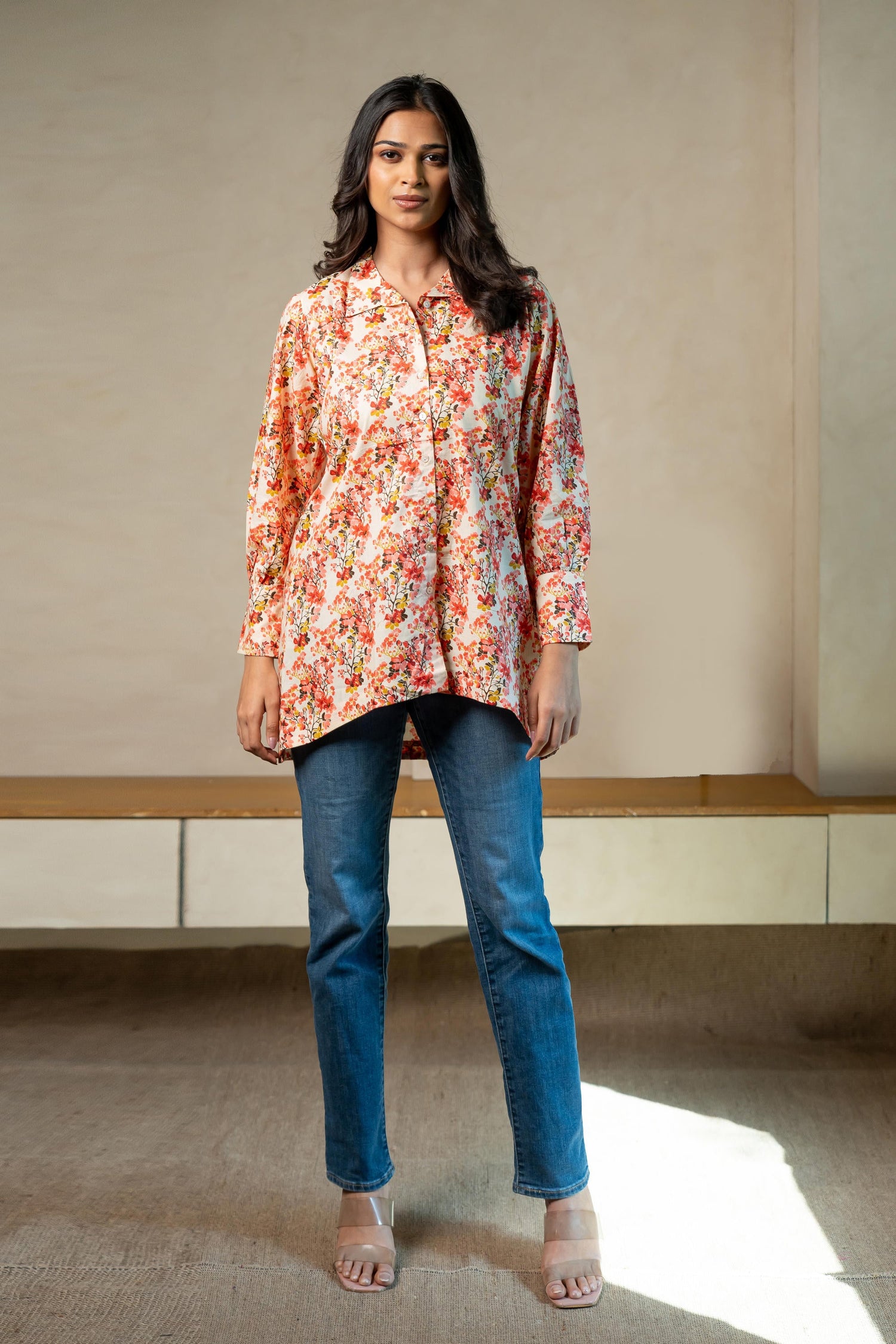 Aabha Red Printed Cotton Top | Ray-ethnic