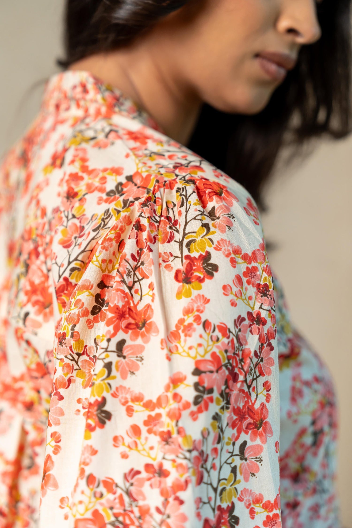 Aabha Red Printed Cotton Top | Ray-ethnic