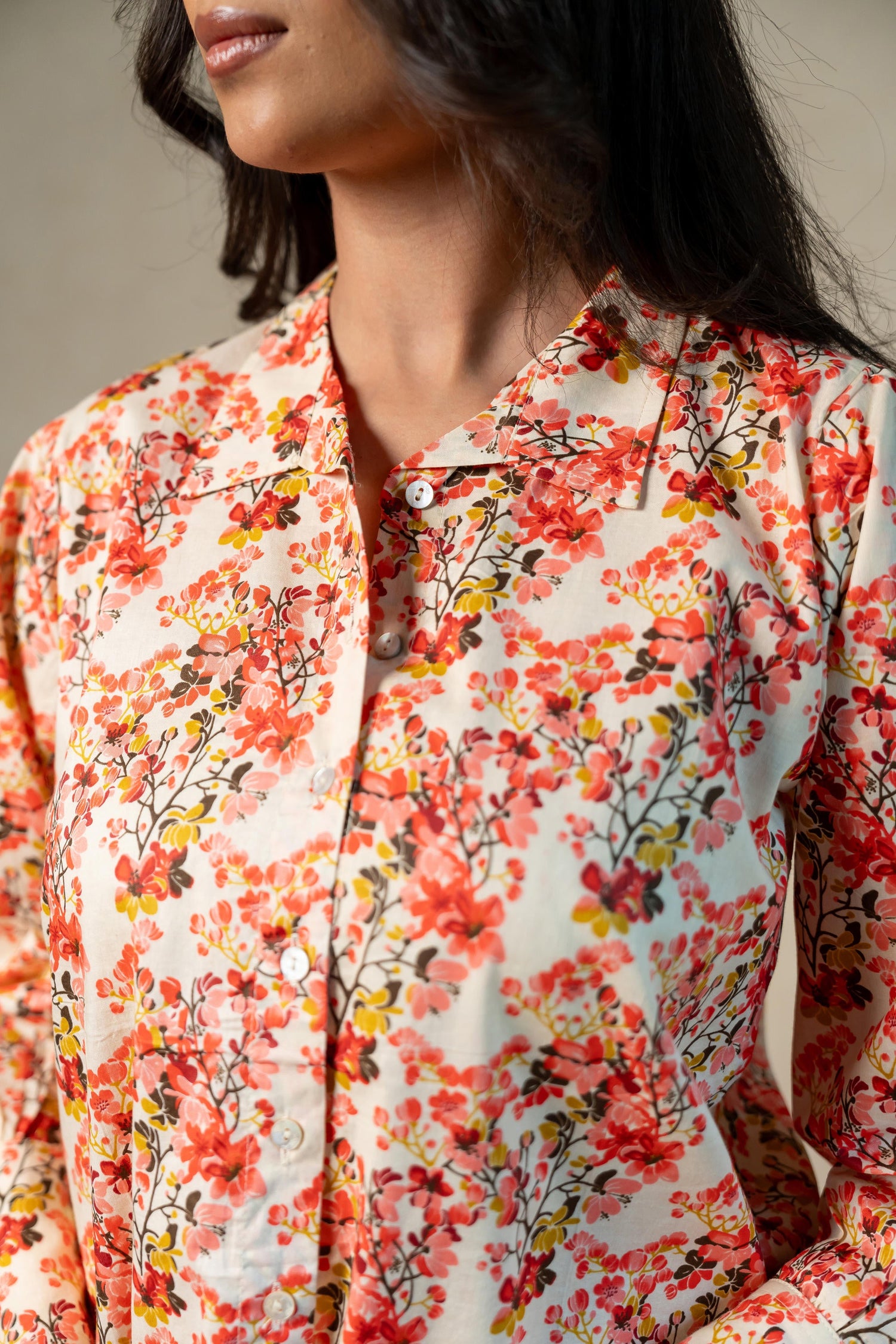 Aabha Red Printed Cotton Top | Ray-ethnic