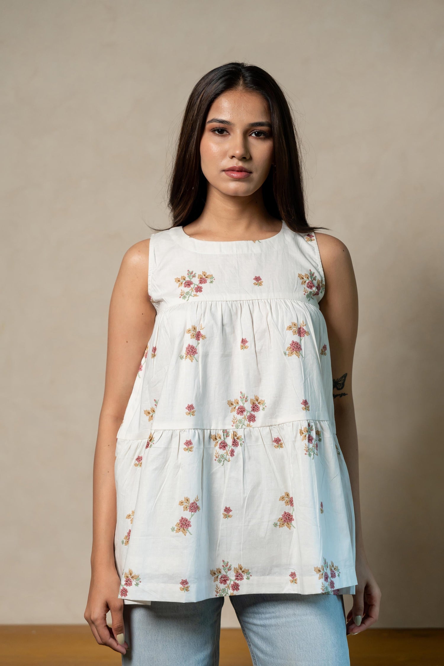 Aabha Pink Printed Cotton Top | Ray-ethnic