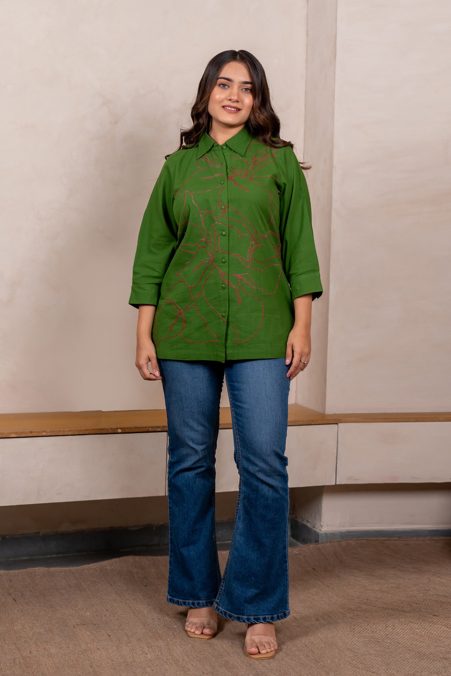 Ari Embroidery Shirt in Bright Green – Sutra