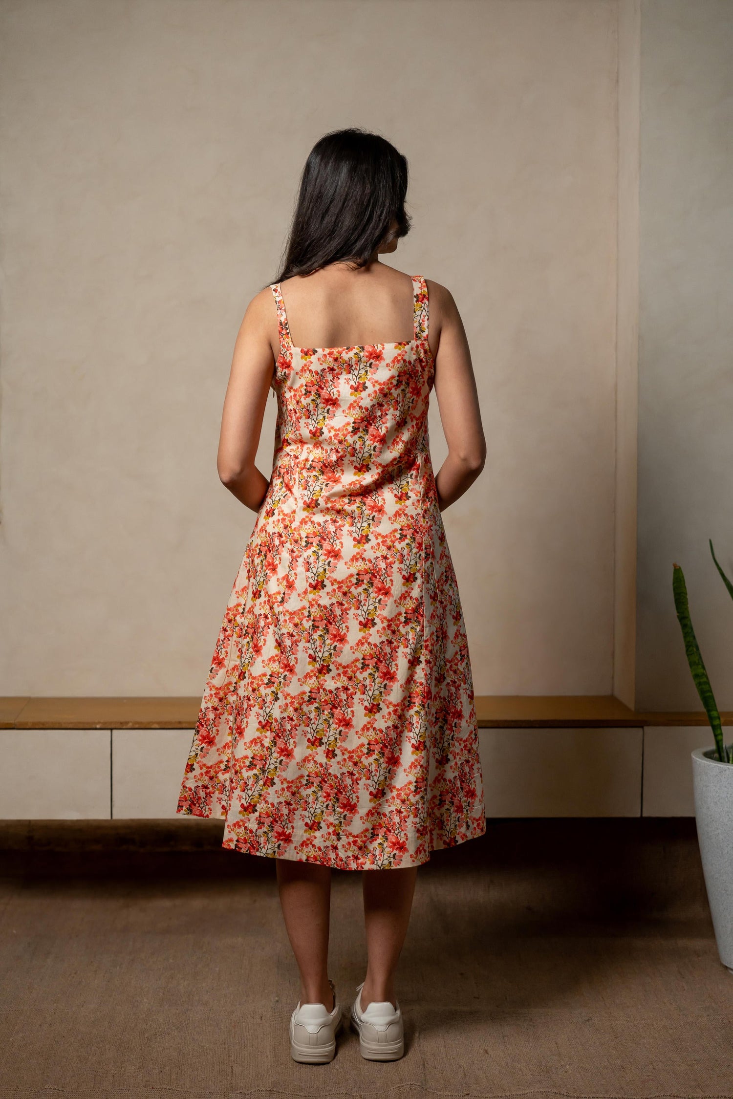 Aabha Red Printed Cotton Dress | Ray-ethnic