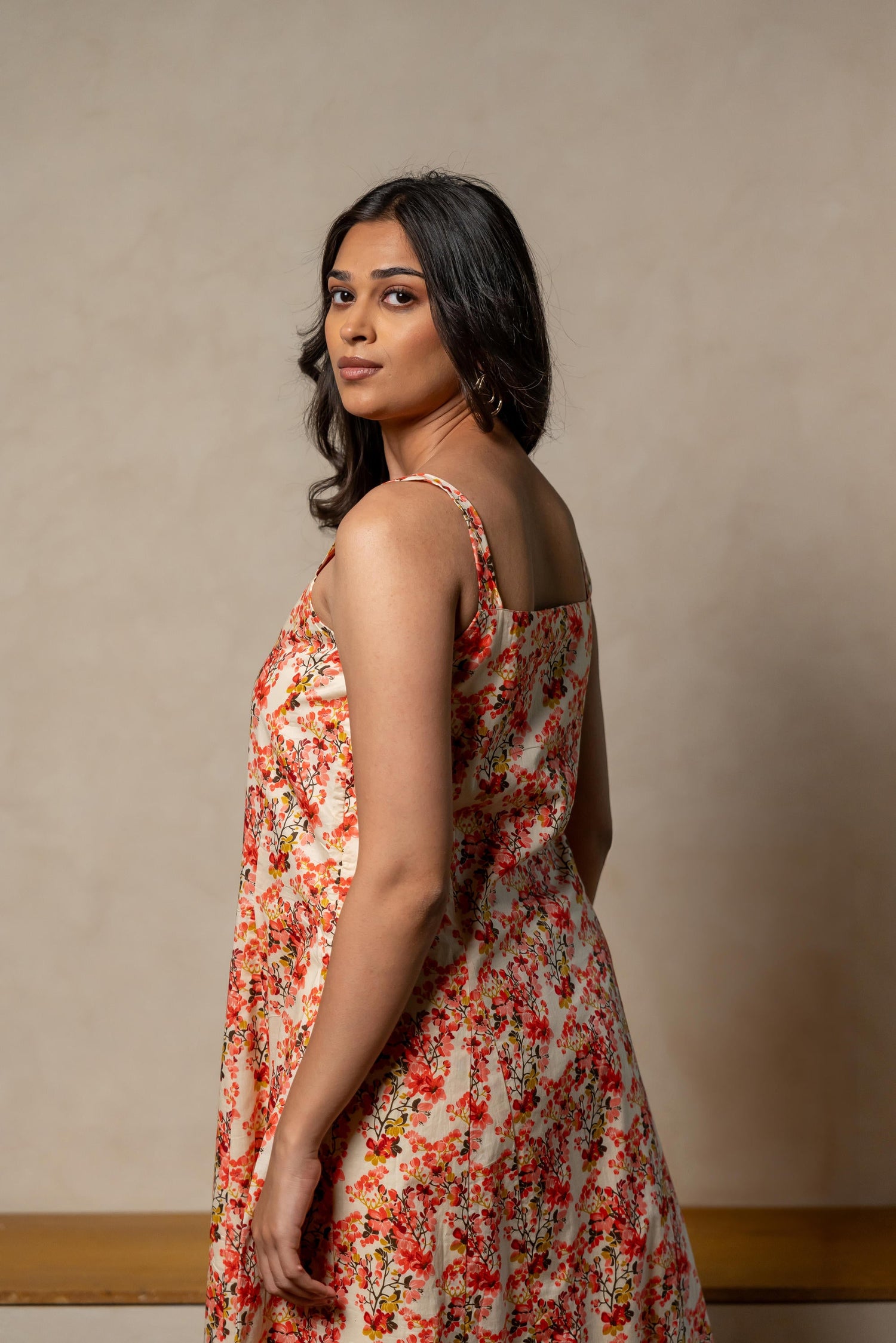 Aabha Red Printed Cotton Dress | Ray-ethnic