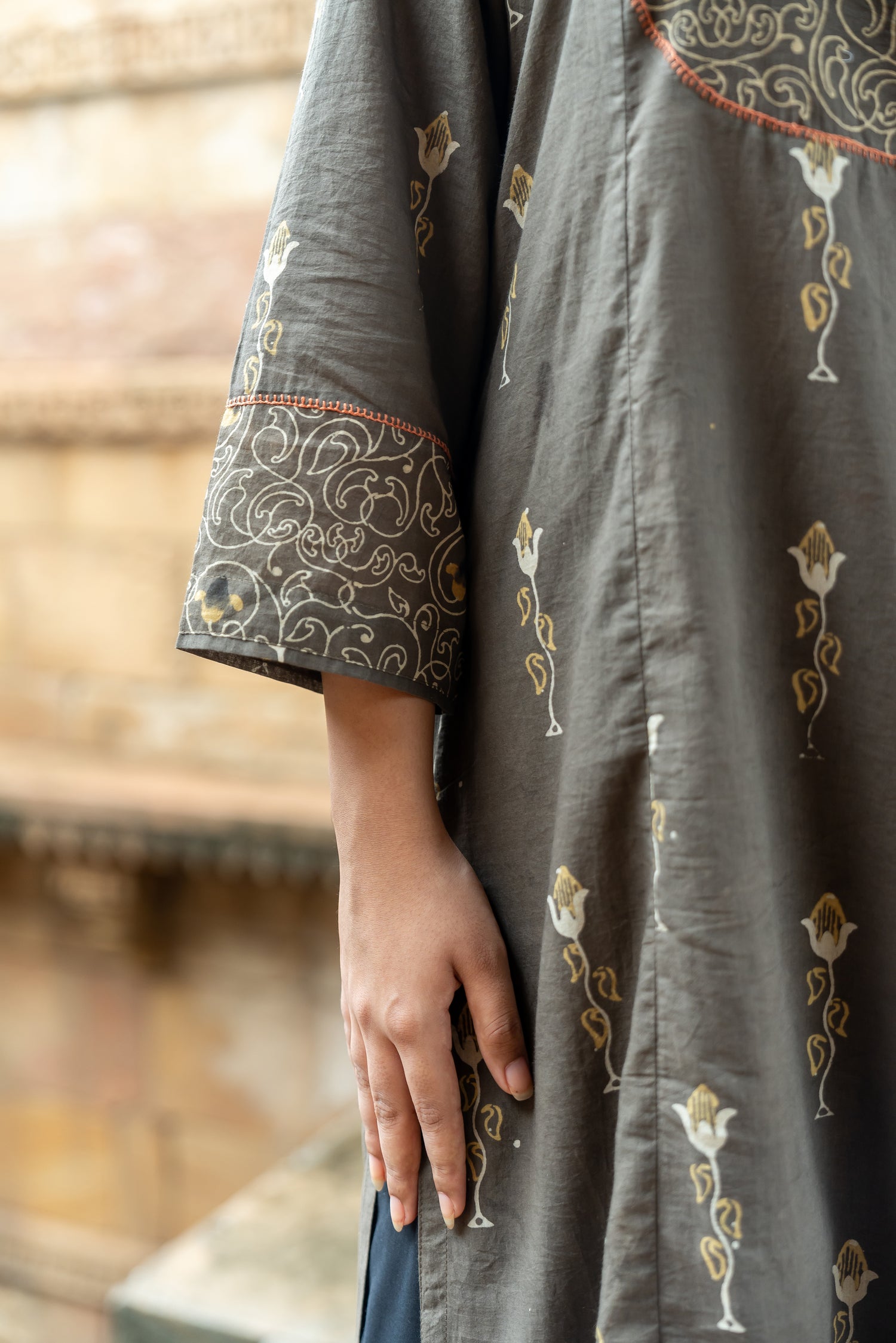 Ekatra Block Print Mull Cotton Brown Kurta | Ray Ethnic