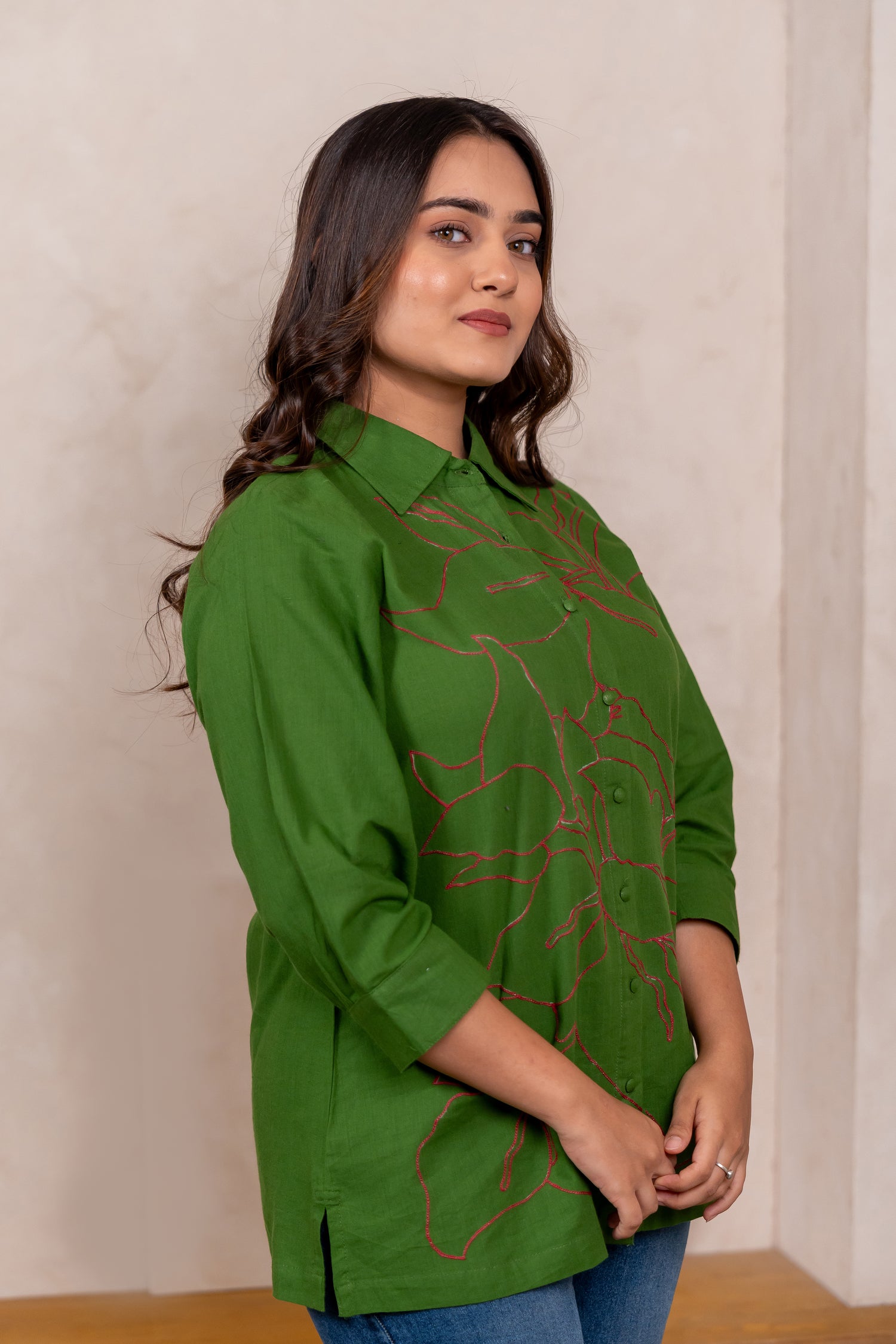 Ari Embroidery Shirt in Bright Green – Sutra