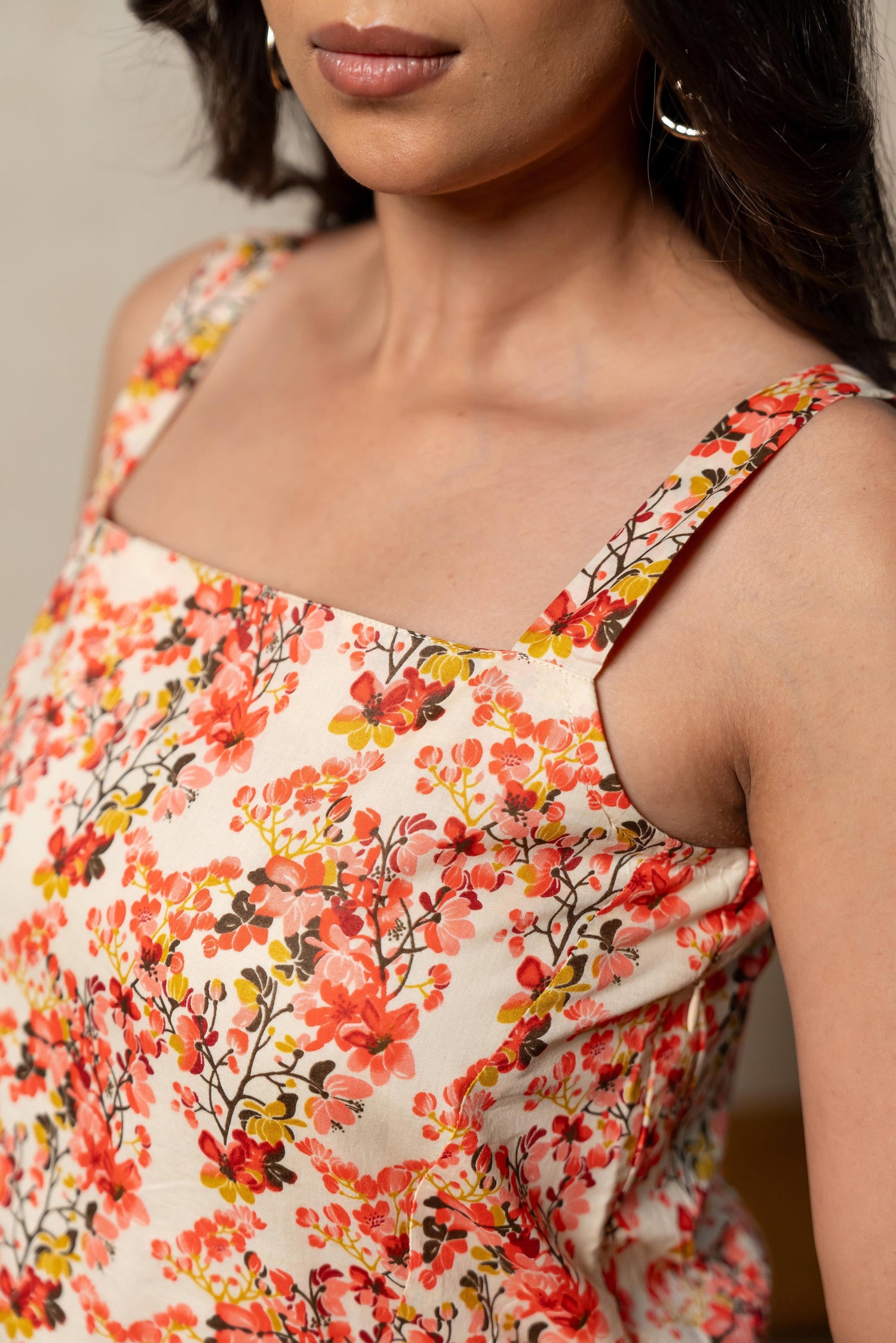 Aabha Red Printed Cotton Dress | Ray-ethnic