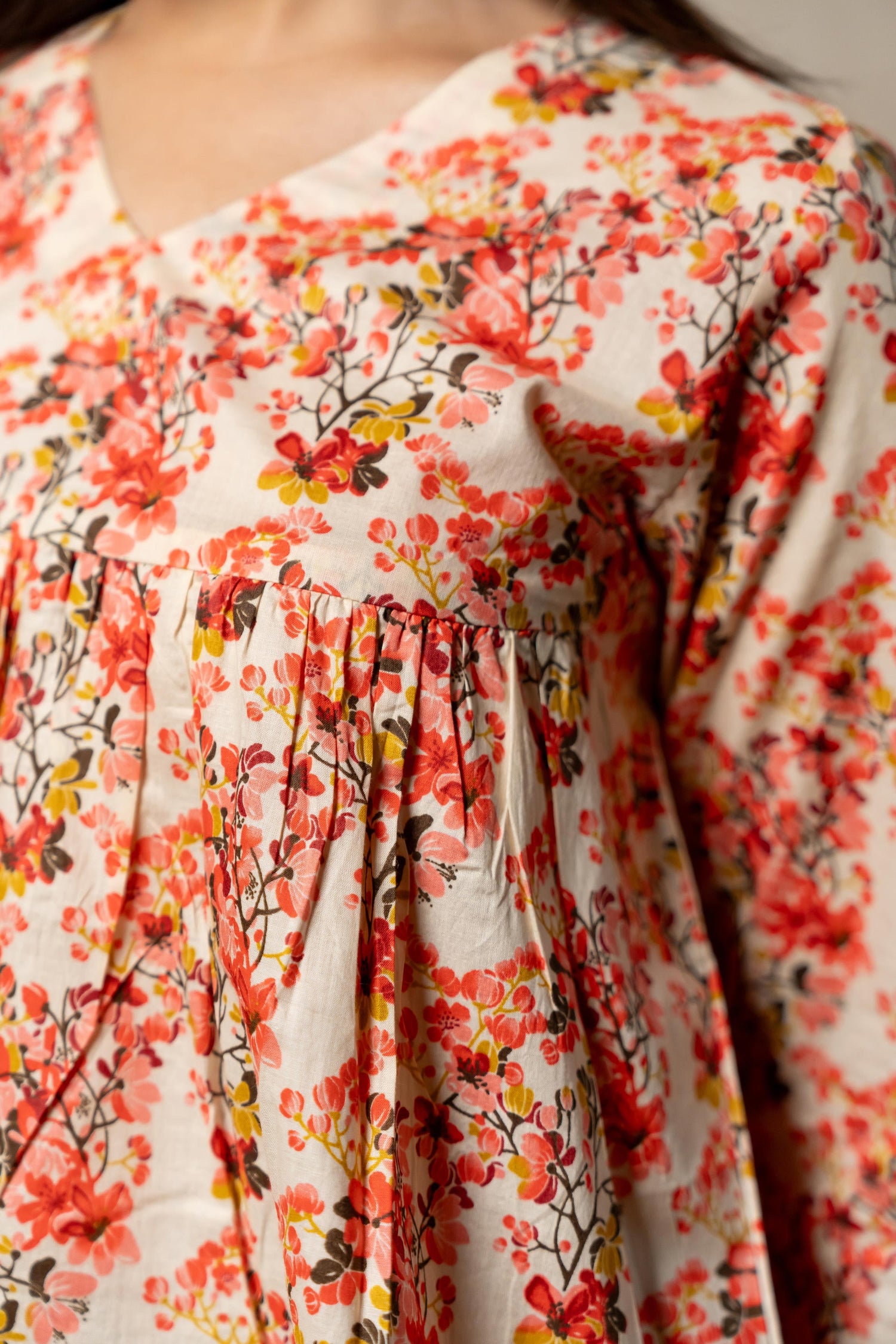 Aabha Red Printed Cotton Top | Ray-ethnic