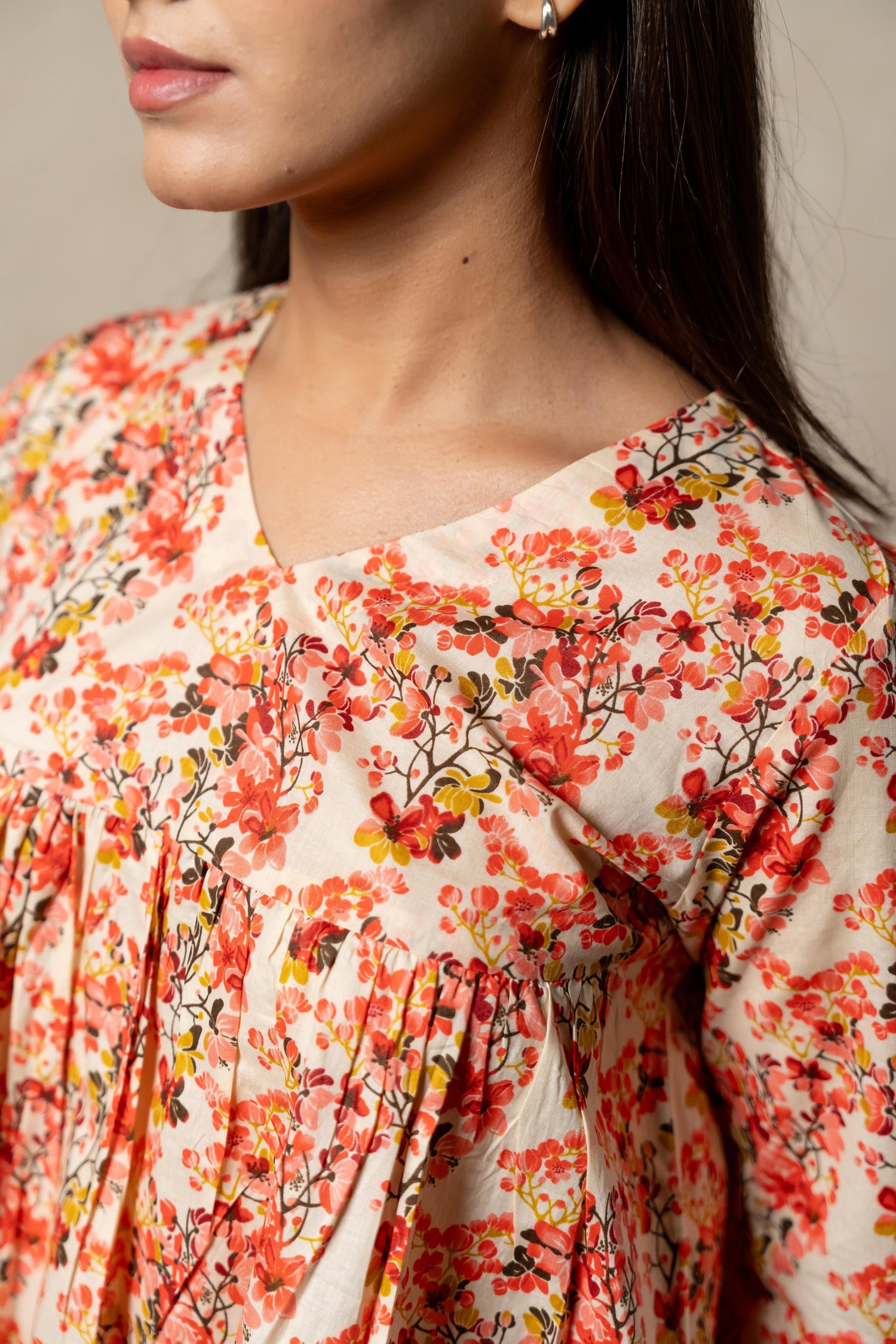 Aabha Red Printed Cotton Top | Ray-ethnic