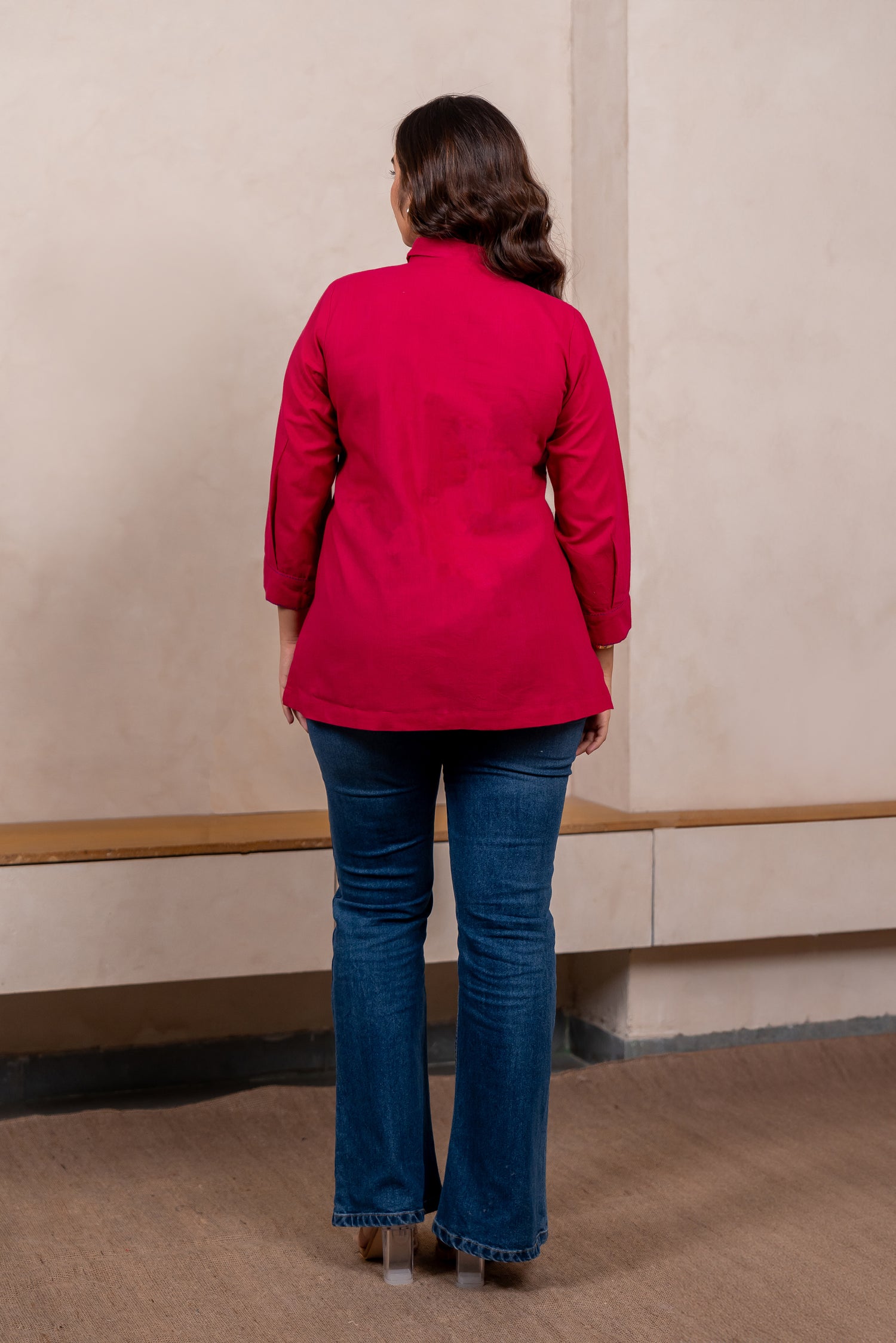 Handcrafted Tribal Motif Shirt in Pink – Sutra