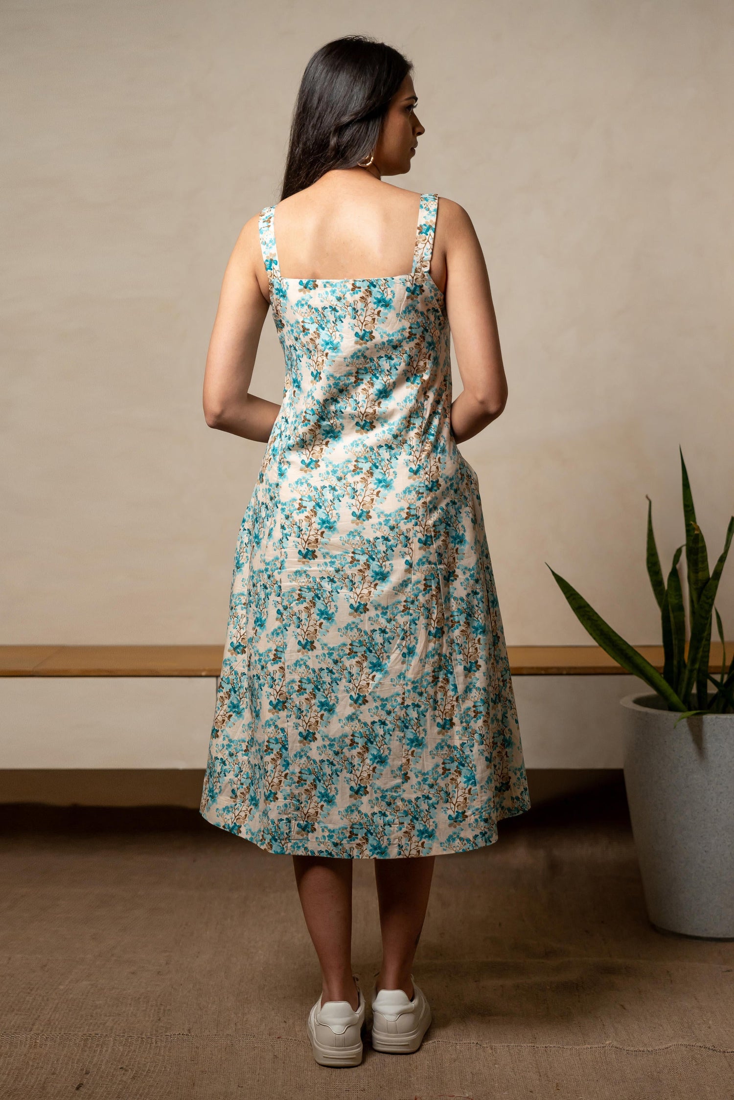 Aabha Sky Blue Printed Cotton Dress | Ray-ethnic
