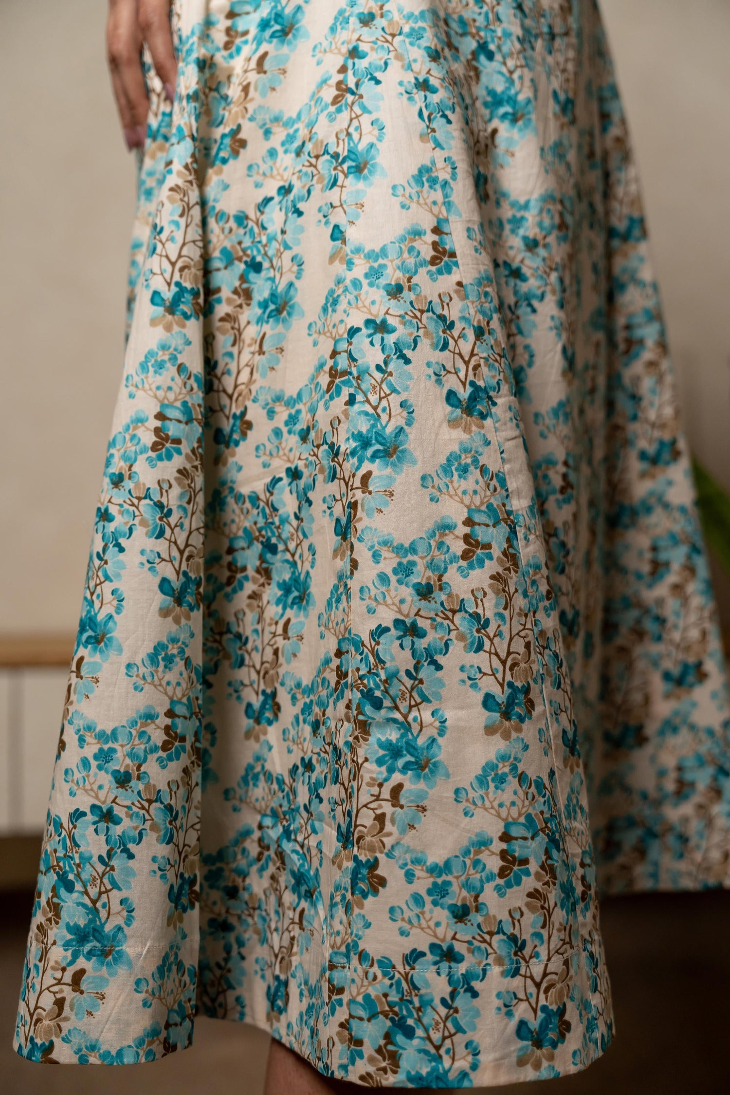 Aabha Sky Blue Printed Cotton Dress | Ray-ethnic