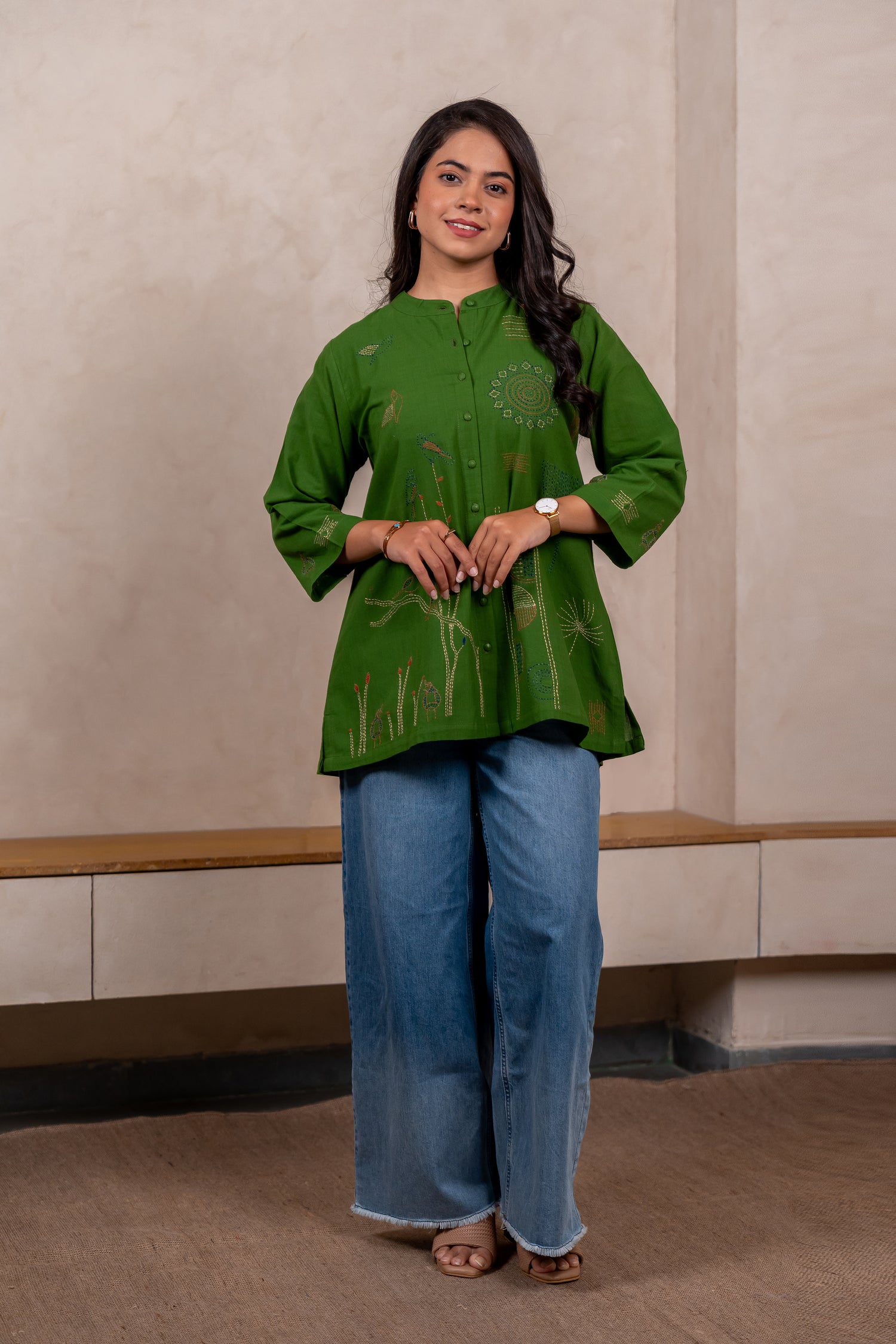 Bright Green Hand Embroidered Shirt – Sutra