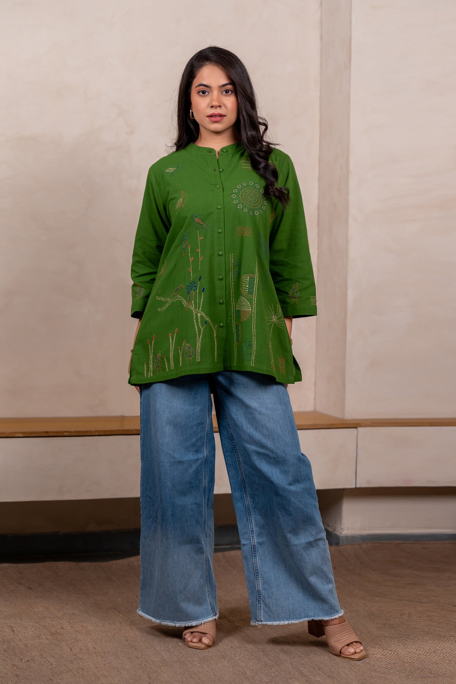 Bright Green Hand Embroidered Shirt – Sutra