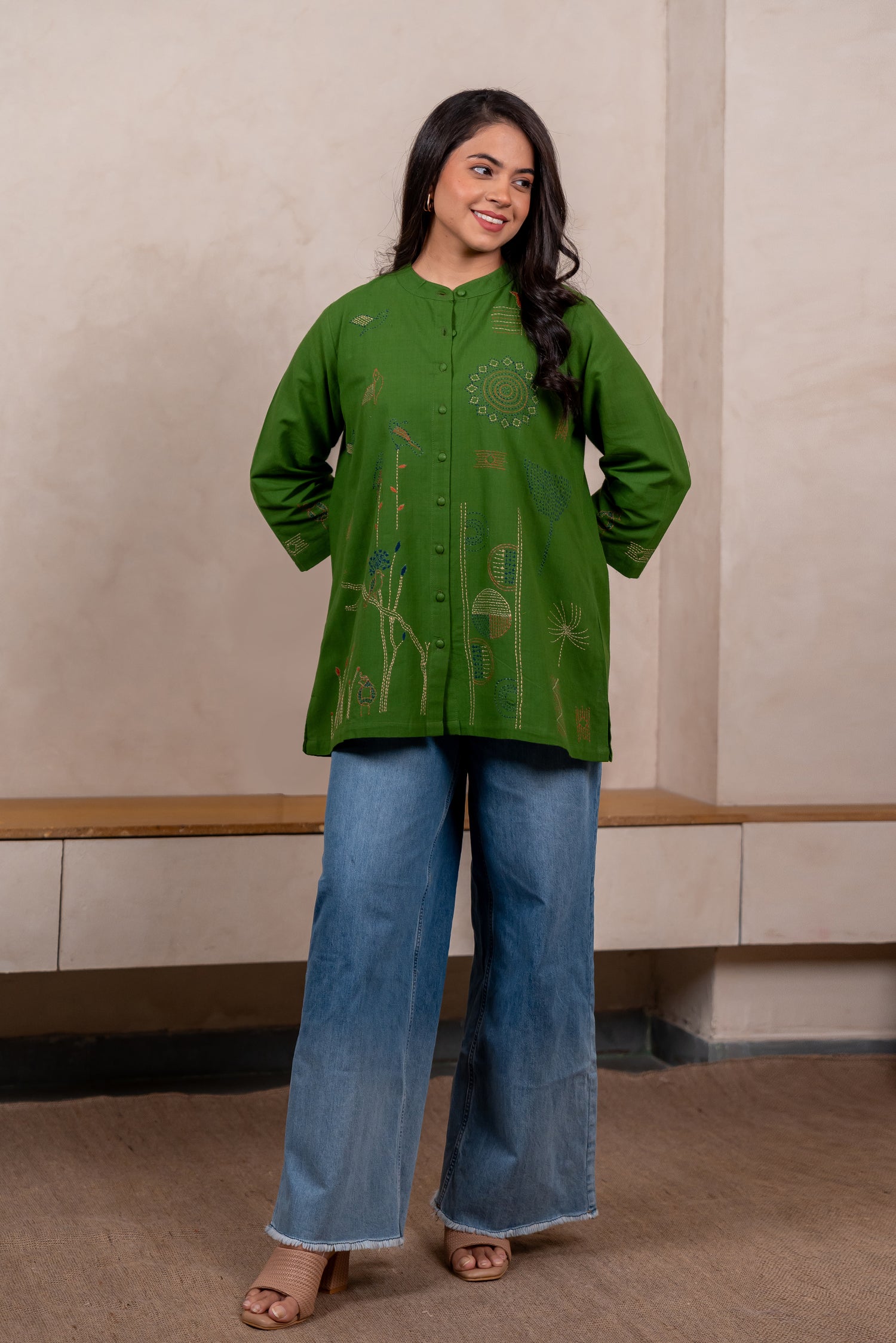 Bright Green Hand Embroidered Shirt – Sutra