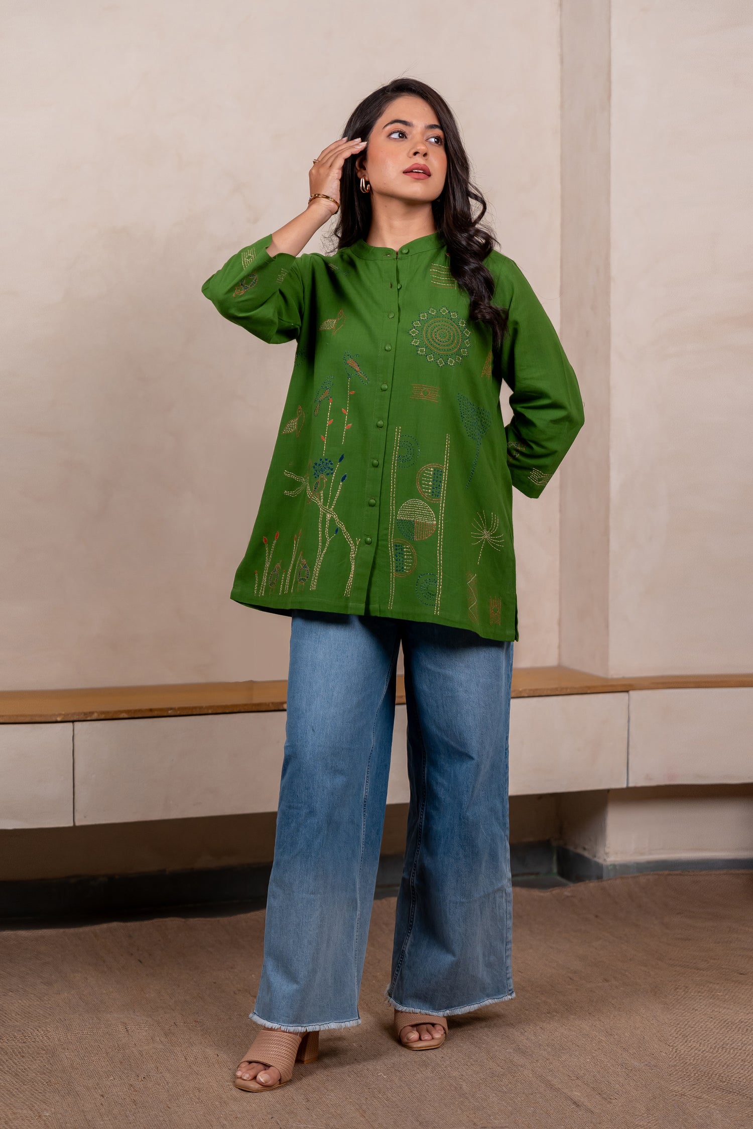 Bright Green Hand Embroidered Shirt – Sutra