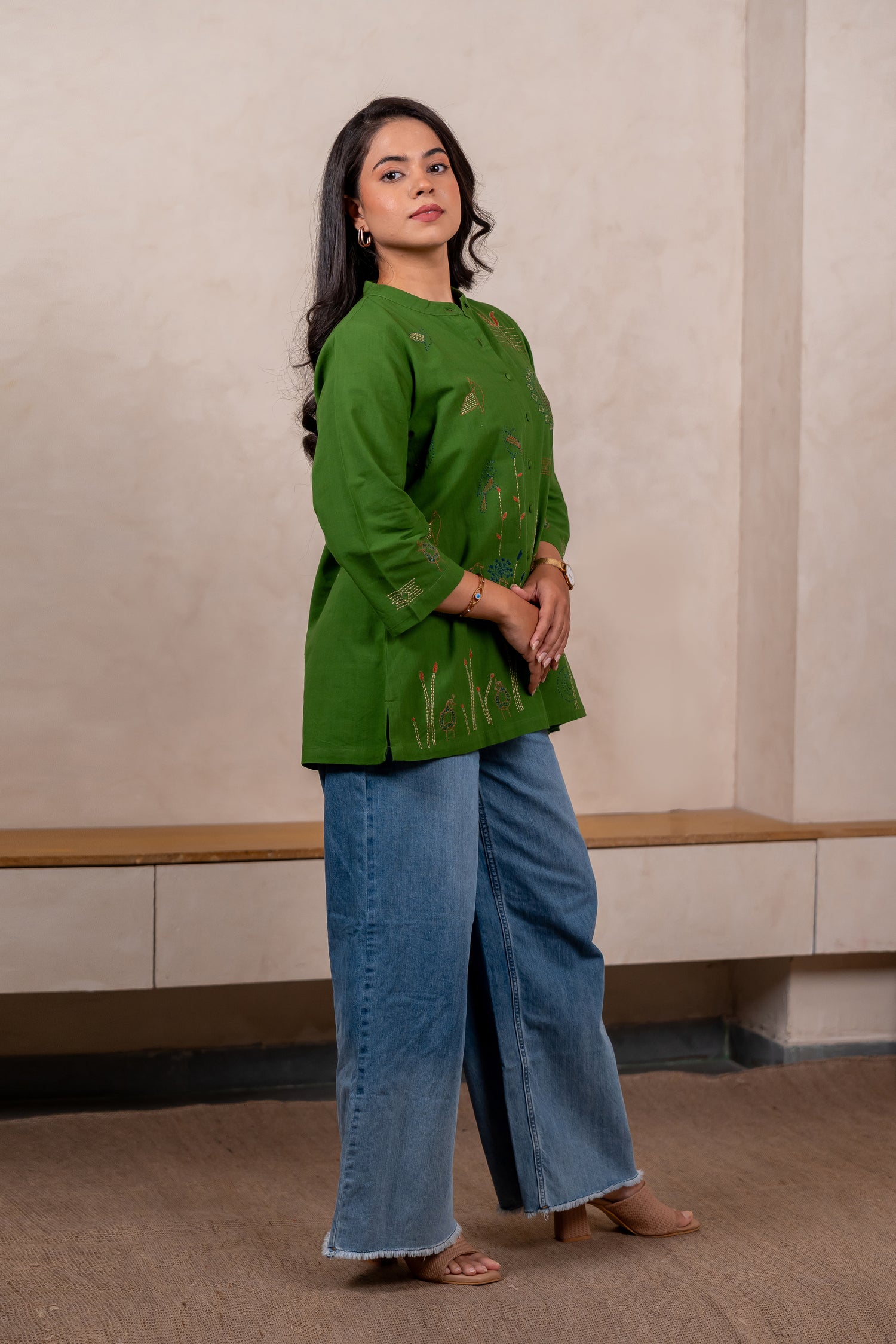 Bright Green Hand Embroidered Shirt – Sutra