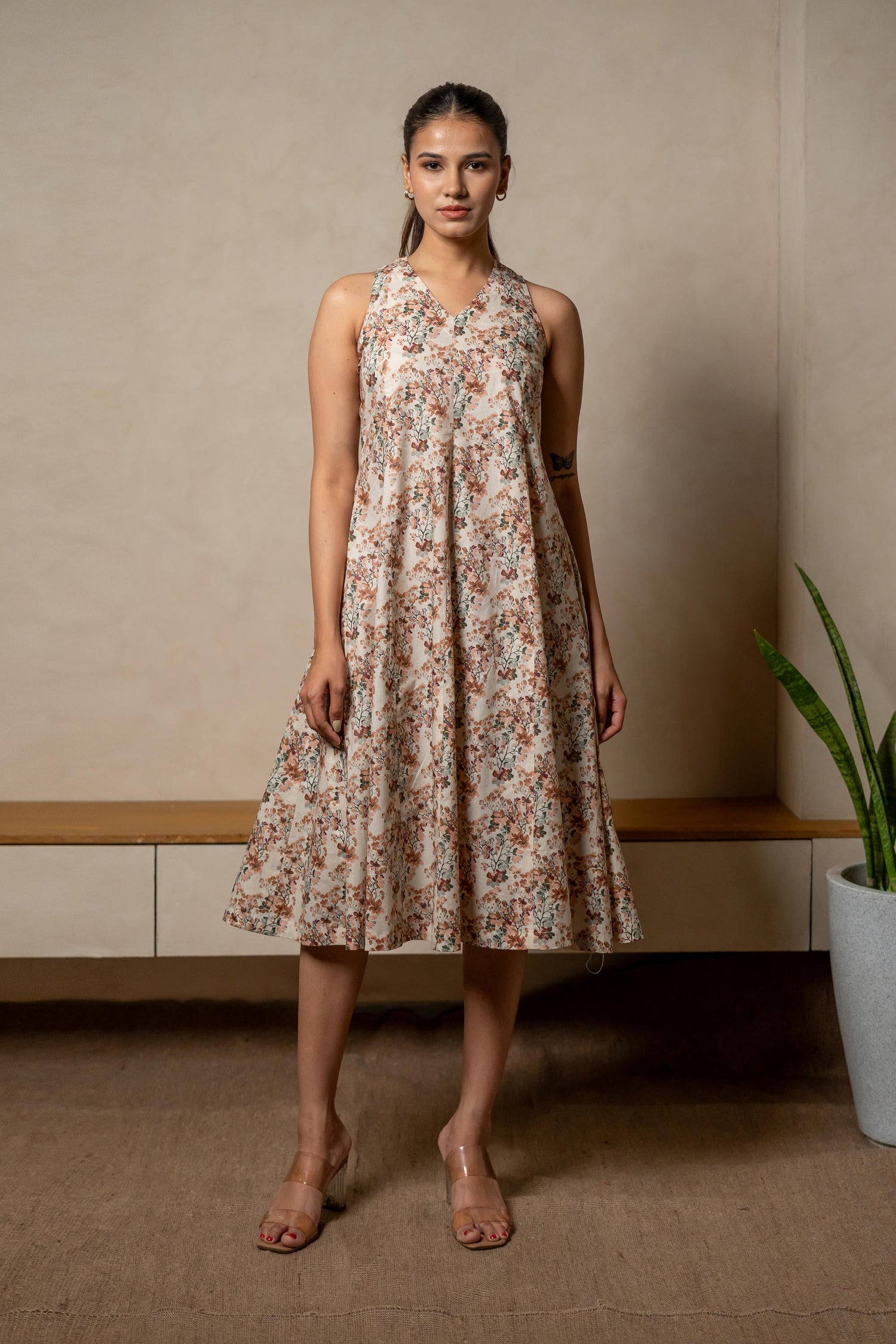 Aabha Magenta Printed Cotton Dress | Ray-ethnic