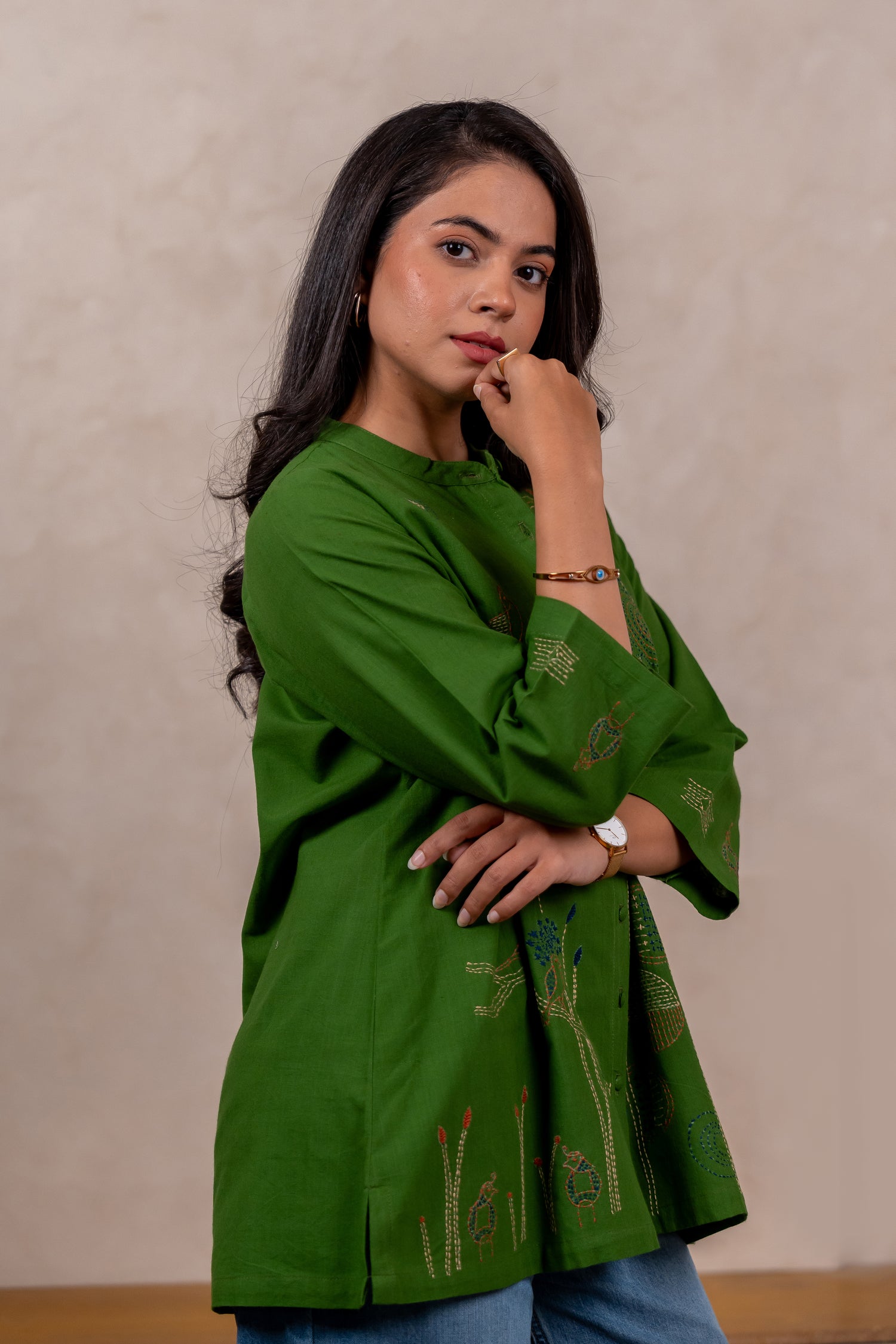 Bright Green Hand Embroidered Shirt – Sutra