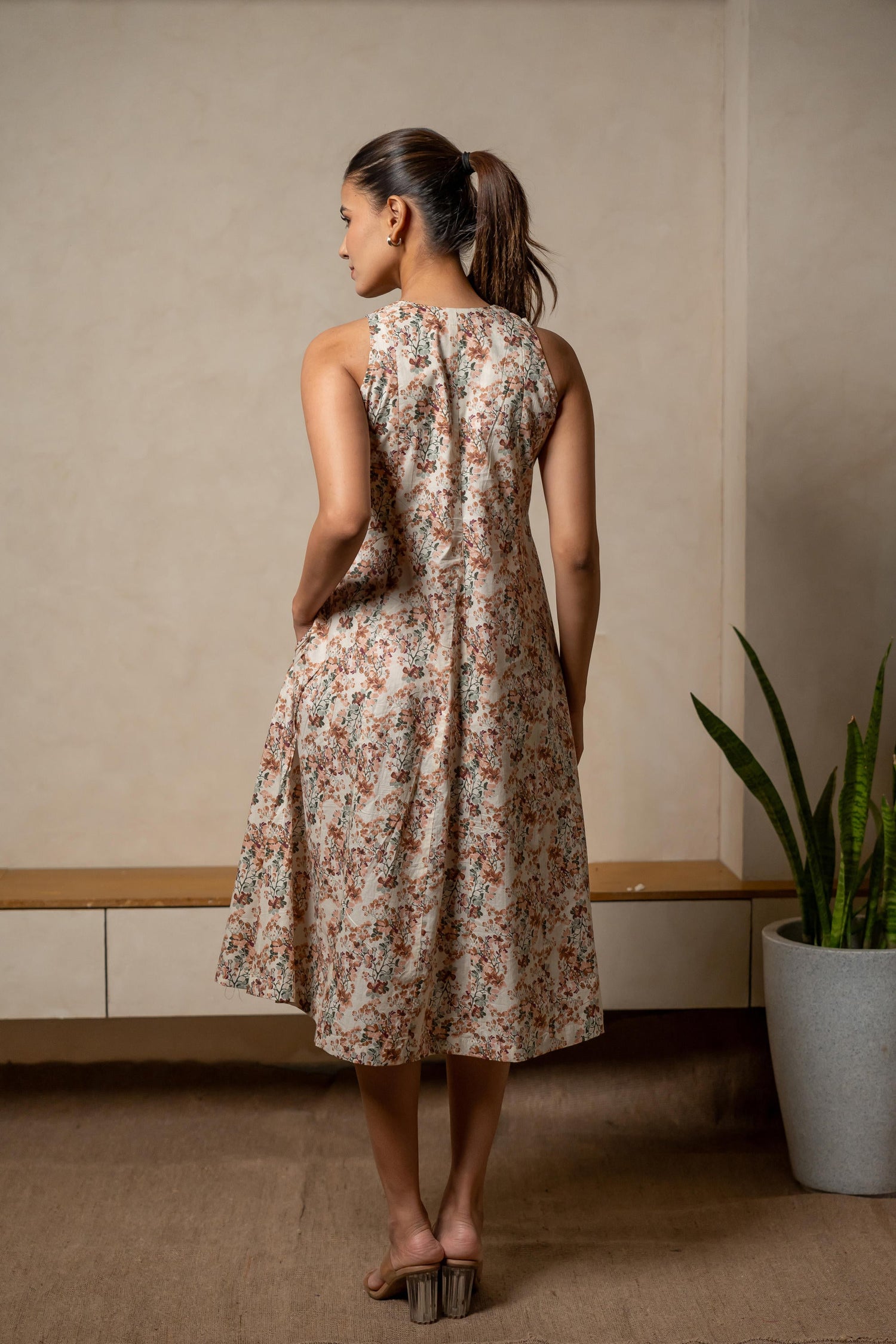 Aabha Magenta Printed Cotton Dress | Ray-ethnic