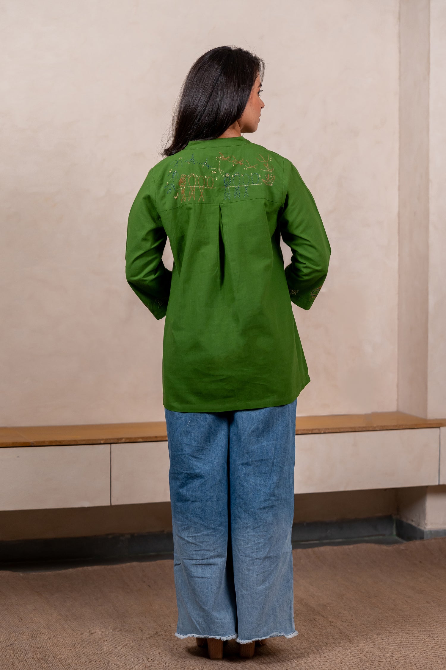 Bright Green Hand Embroidered Shirt – Sutra