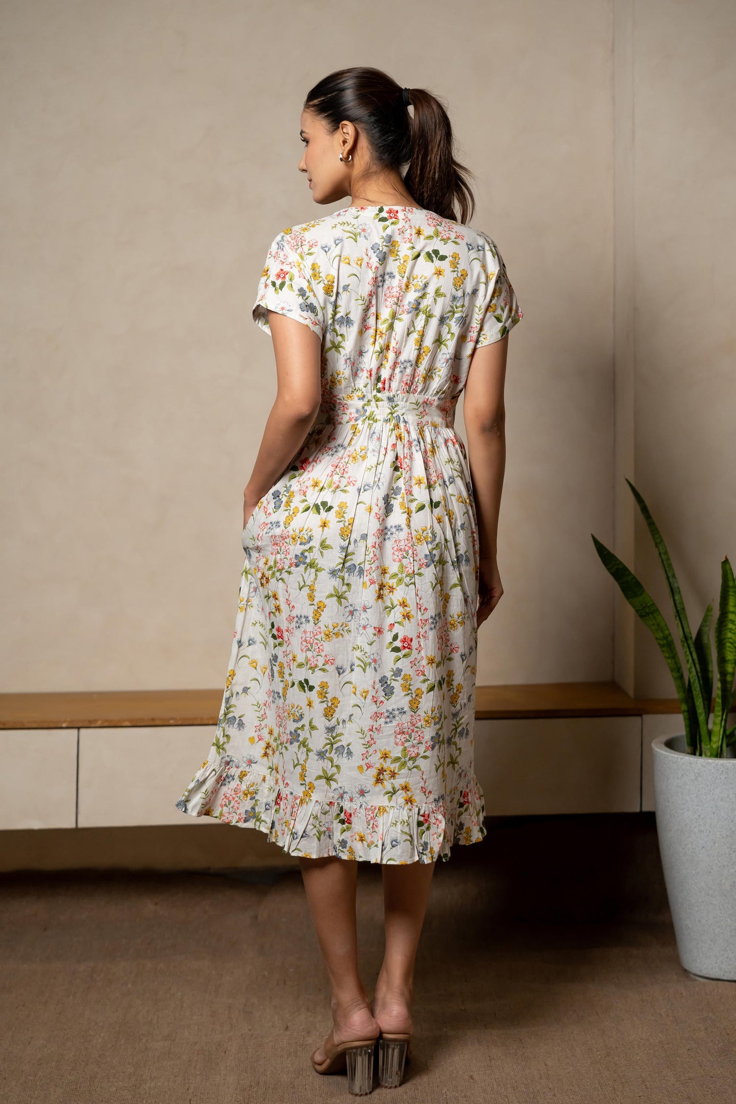Aabha White Printed Cotton Dress | Ray-ethnic