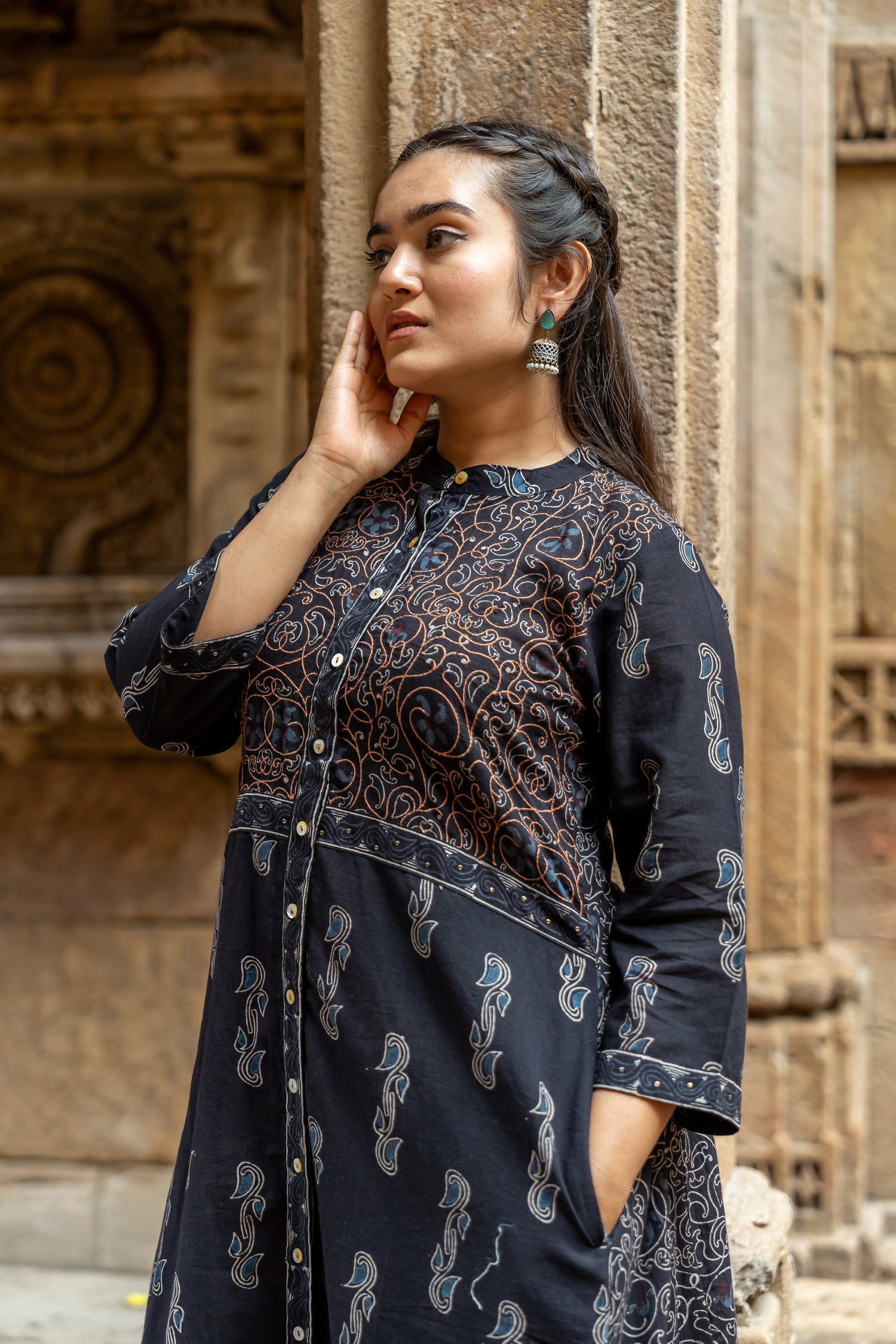 Ray Ethnic Mull Cotton Block Print Kurta – The Ekatra Collection Button-Down Style