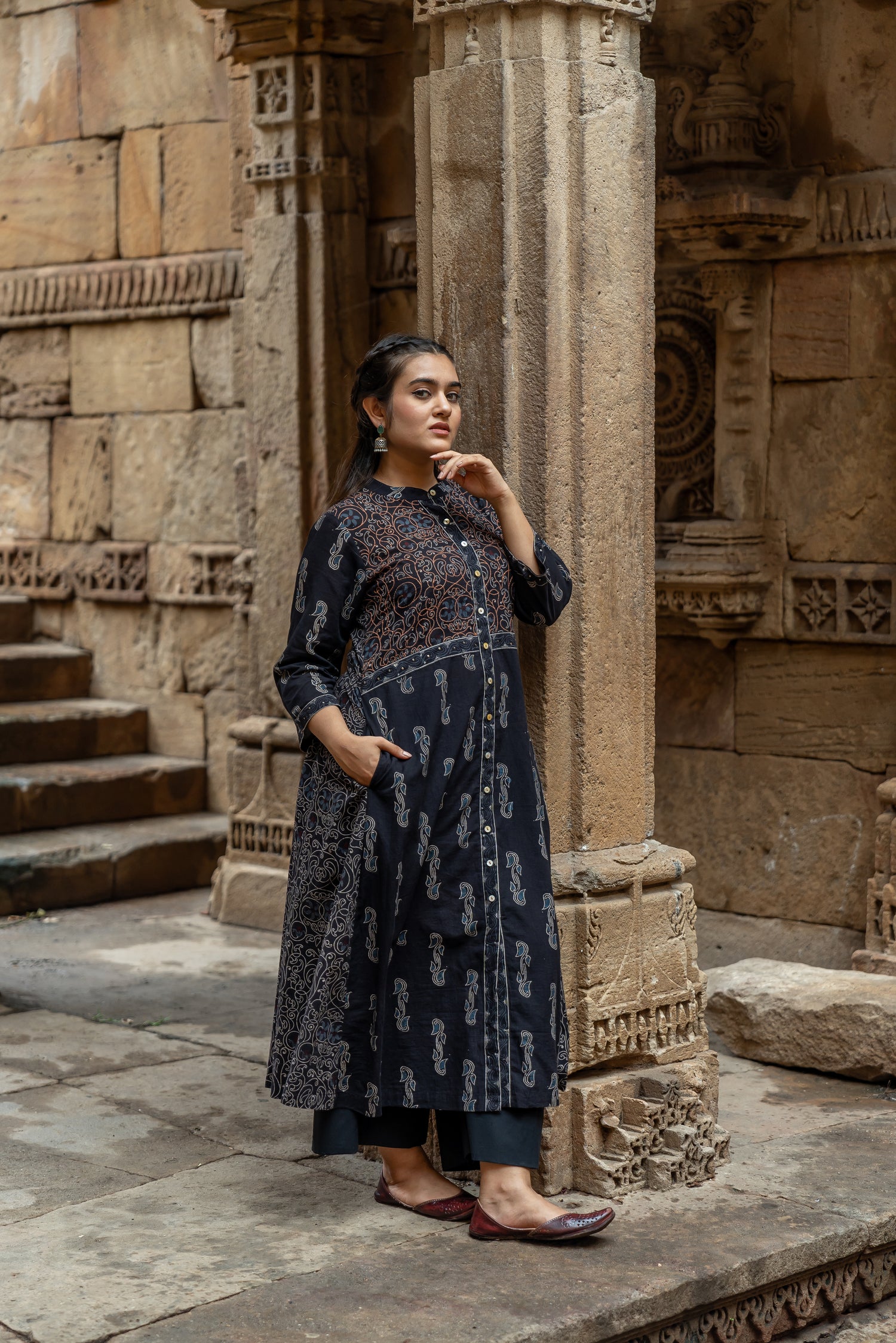 Ray Ethnic Mull Cotton Block Print Kurta – The Ekatra Collection Button-Down Style