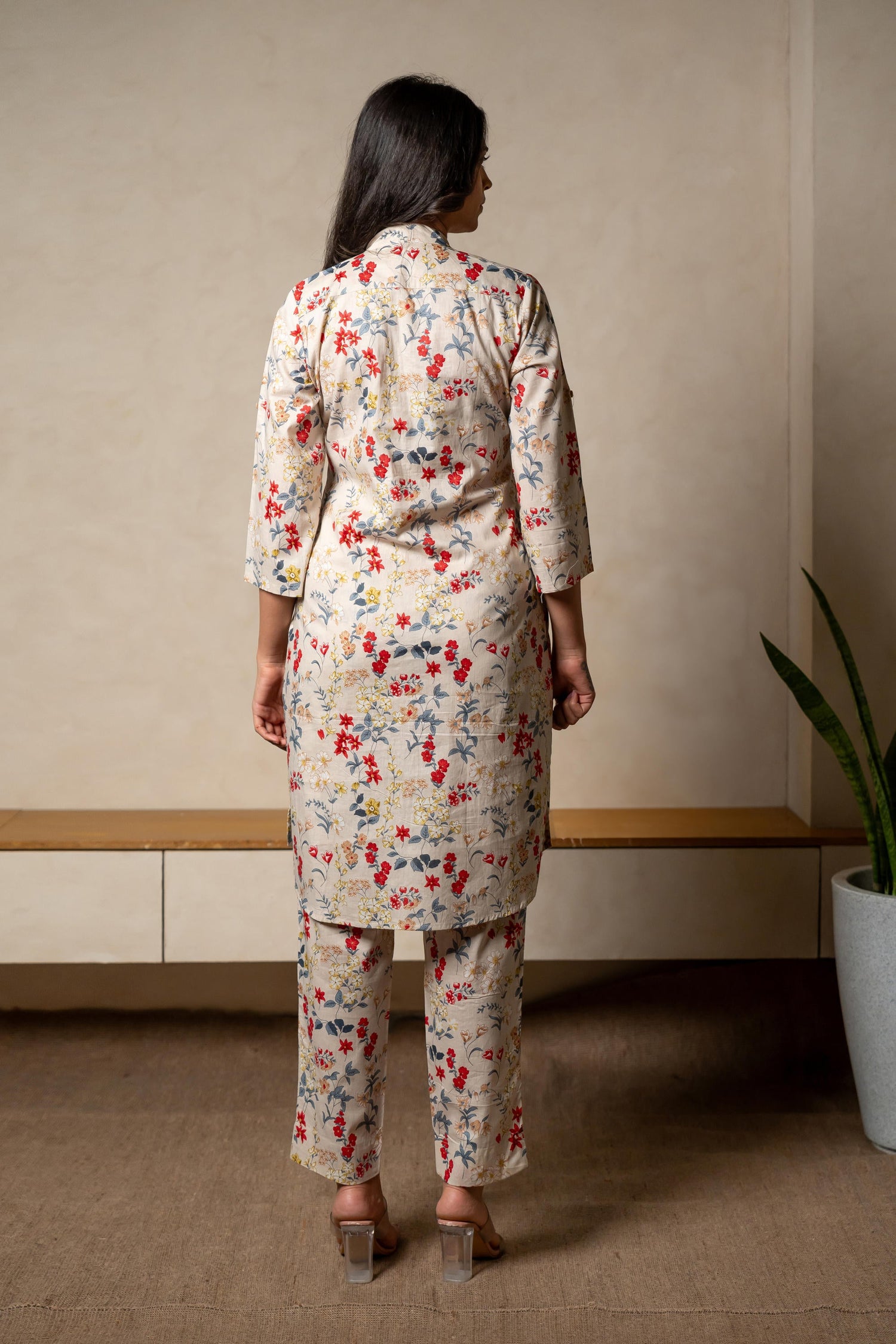 Aabha Peach Printed Cotton Set of Two | Ray-ethnic