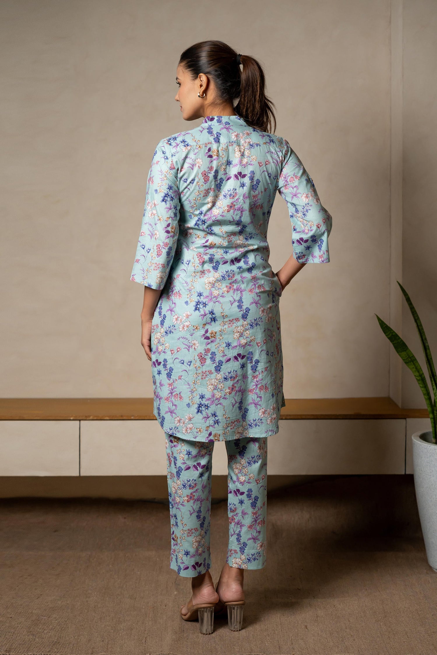 Aabha Aqua Printed Cotton Set of Two | Ray-ethnic