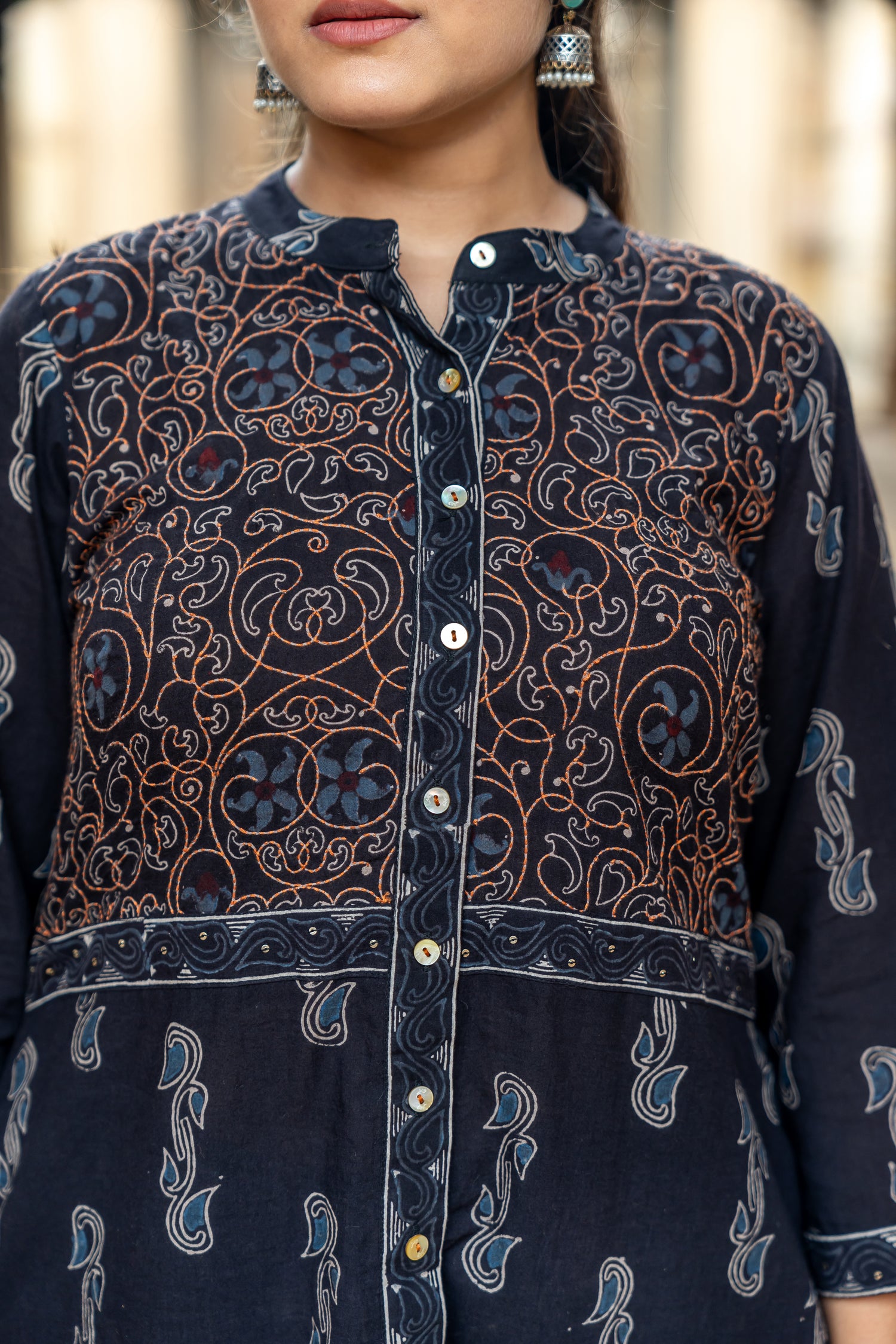 Ray Ethnic Mull Cotton Block Print Kurta – The Ekatra Collection Button-Down Style