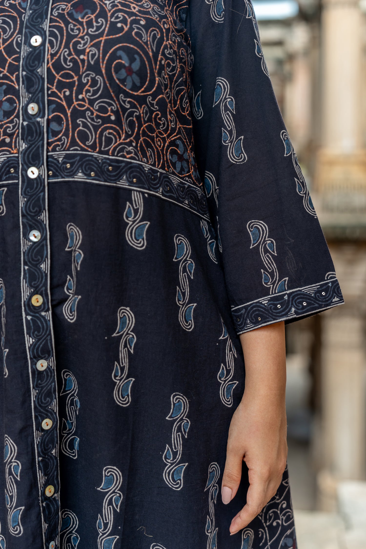 Ray Ethnic Mull Cotton Block Print Kurta – The Ekatra Collection Button-Down Style