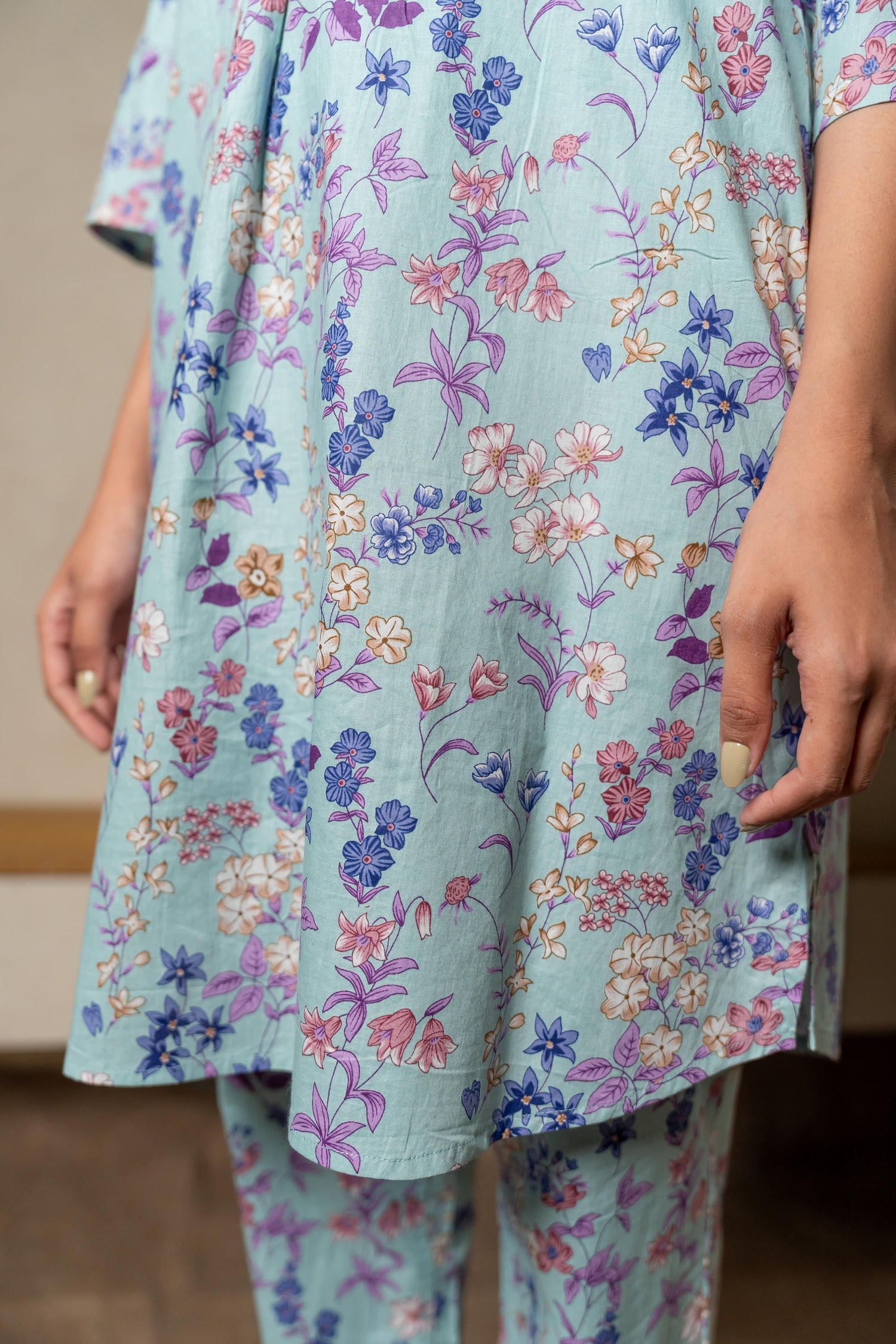 Aabha Aqua Printed Cotton Set of Two | Ray-ethnic
