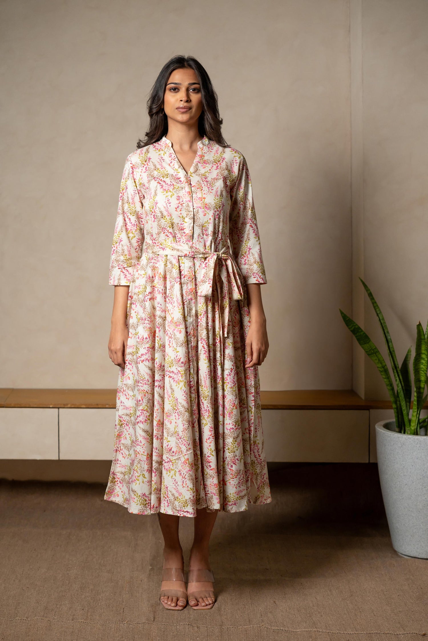 Aabha Pink Printed Cotton Dress | Ray-ethnic