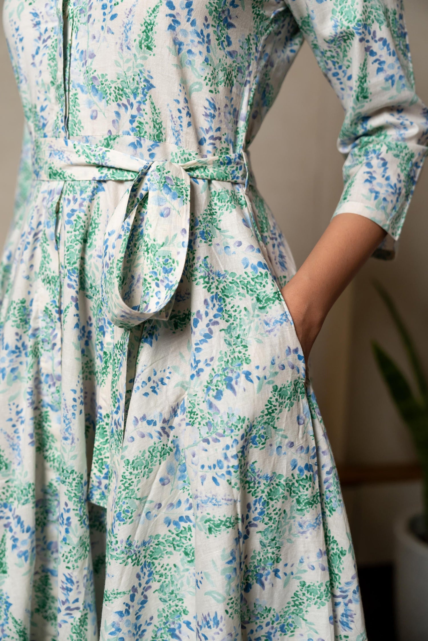 Aabha Sky Blue Printed Cotton Dress | Ray-ethnic