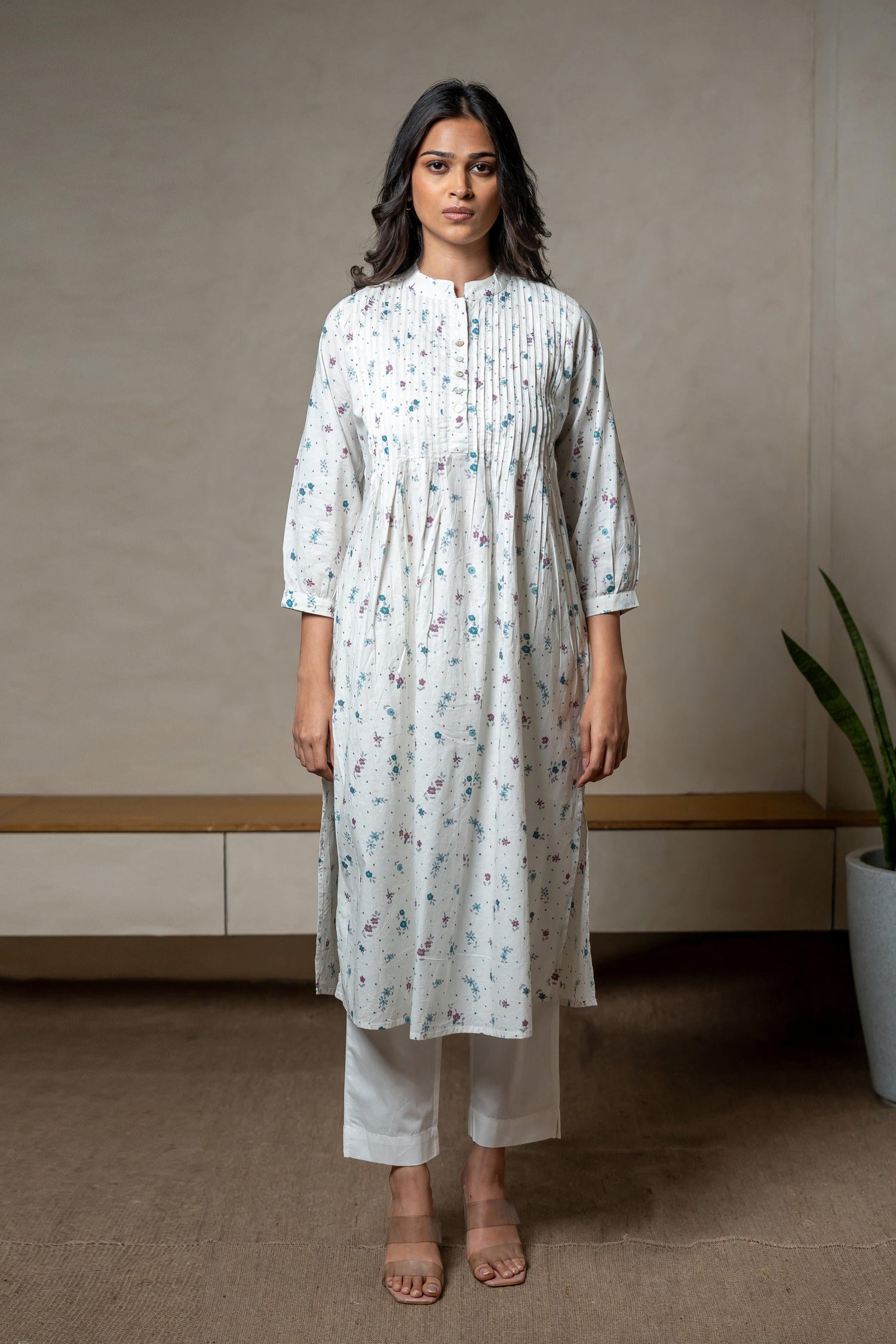 Aabha White Printed Cotton Kurta | Ray-ethnic