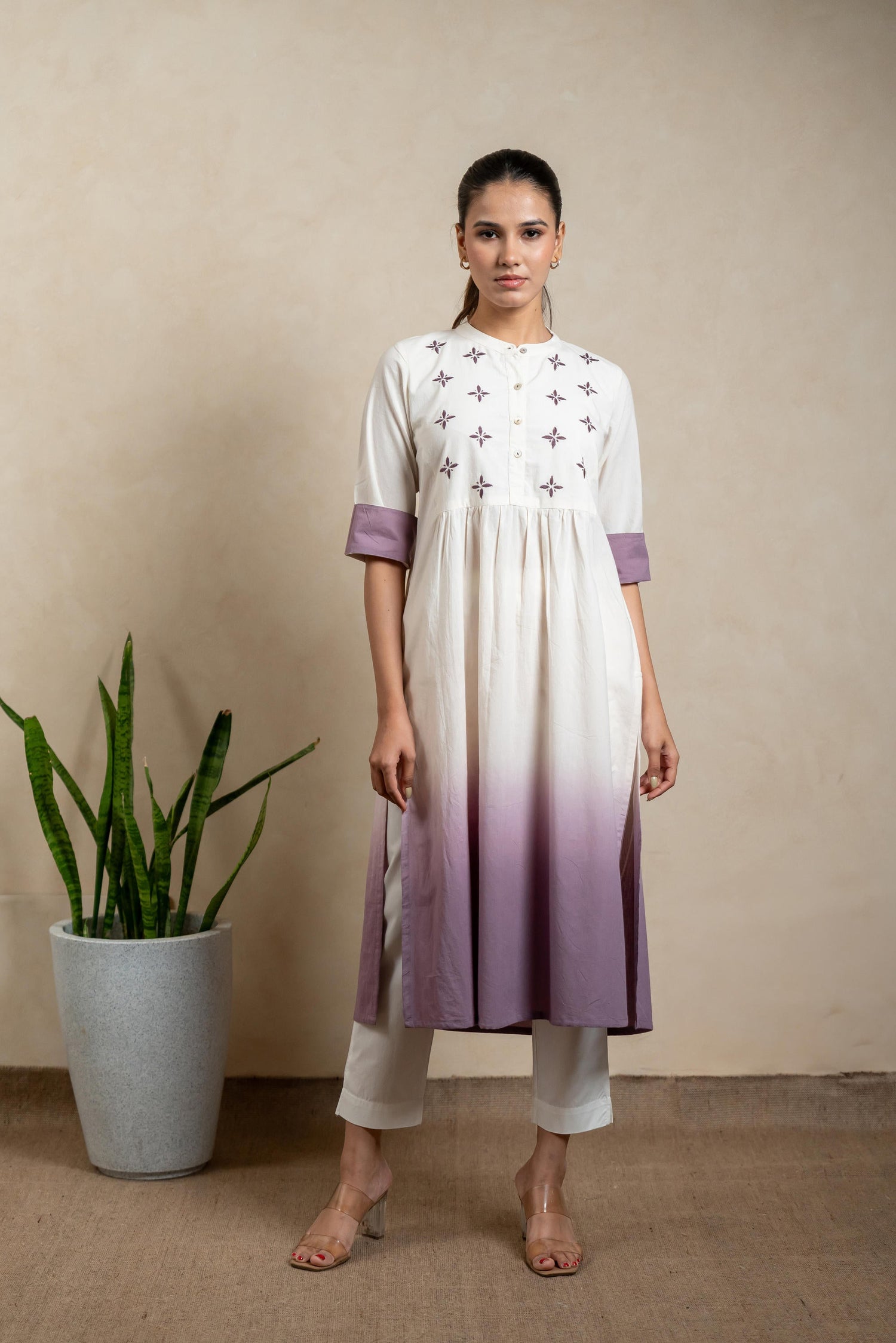 Aabha Mauve Tie-Dye Cotton Kurta | Ray-ethnic