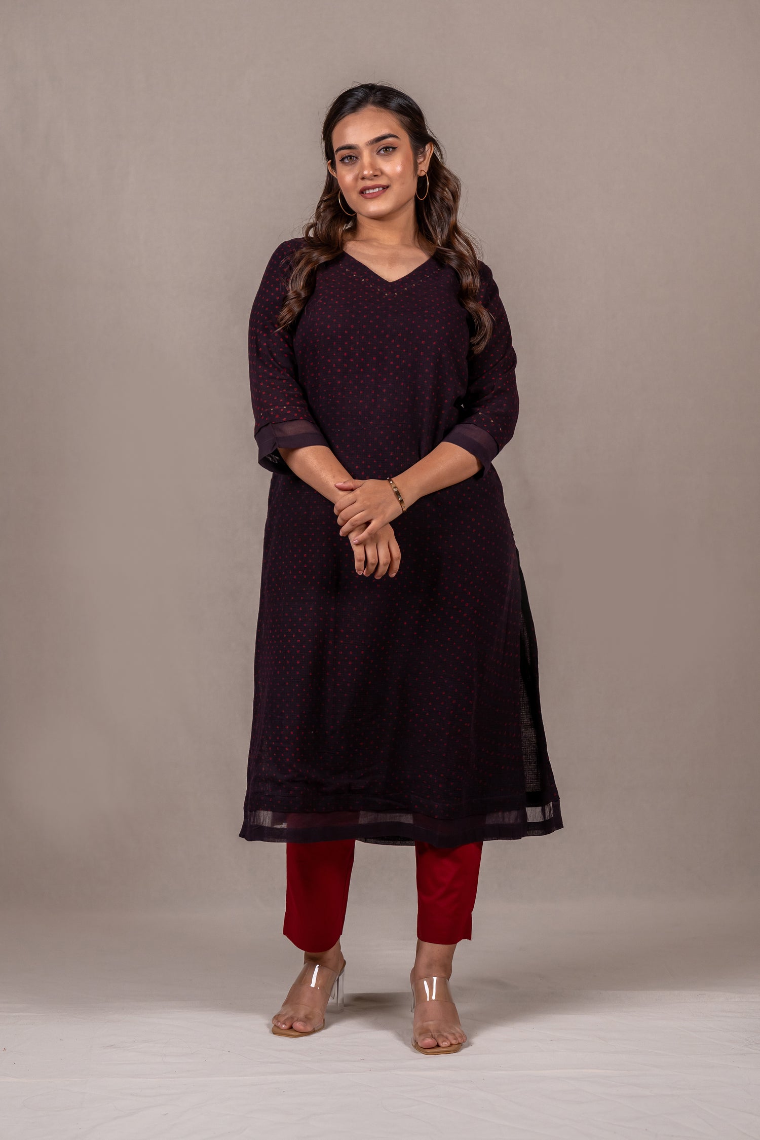 Midnight Black Mul-Mul Kota Kurta – Sutra