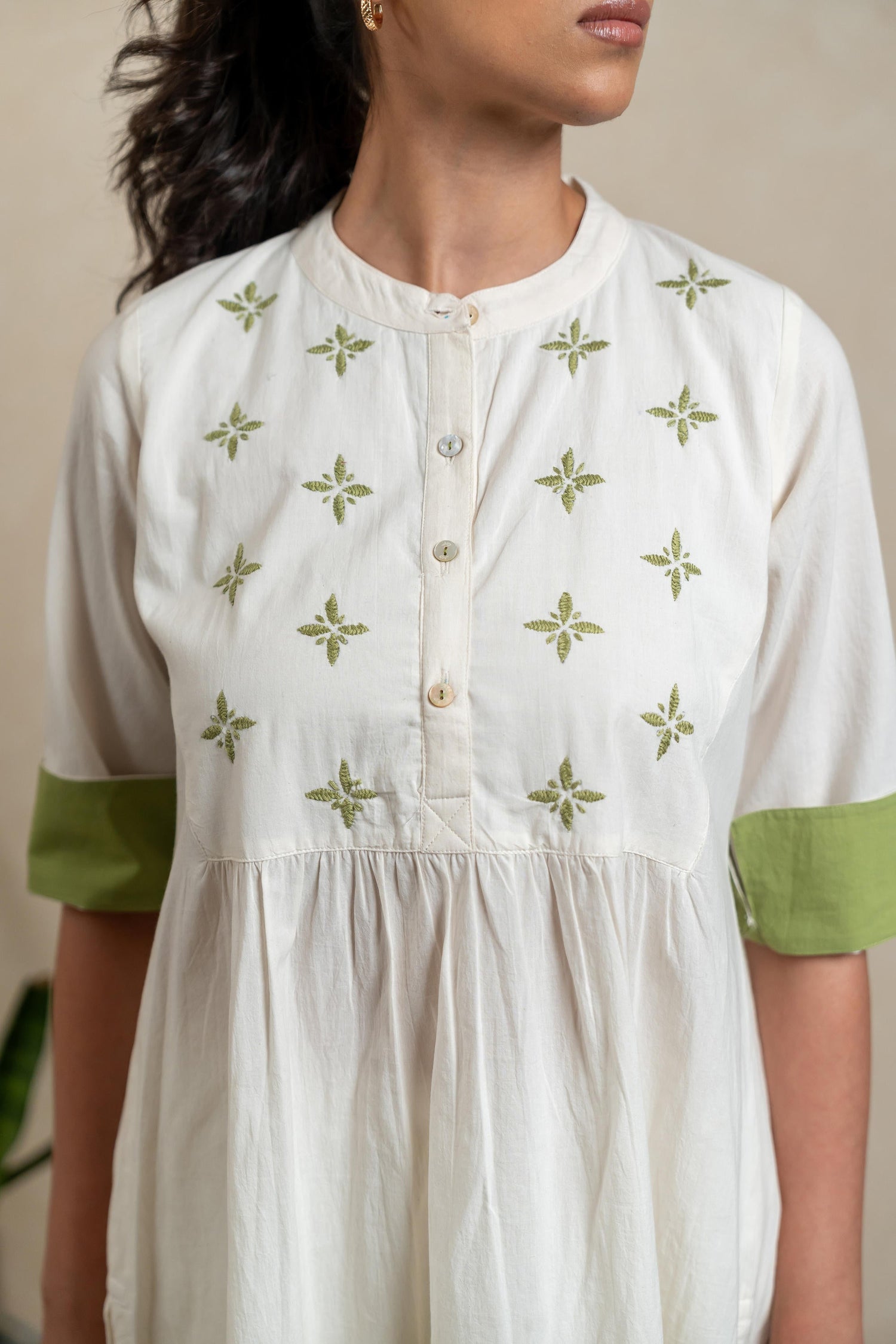 Aabha Light Green Tie-Dye GreenCotton Kurta | Ray-ethnic