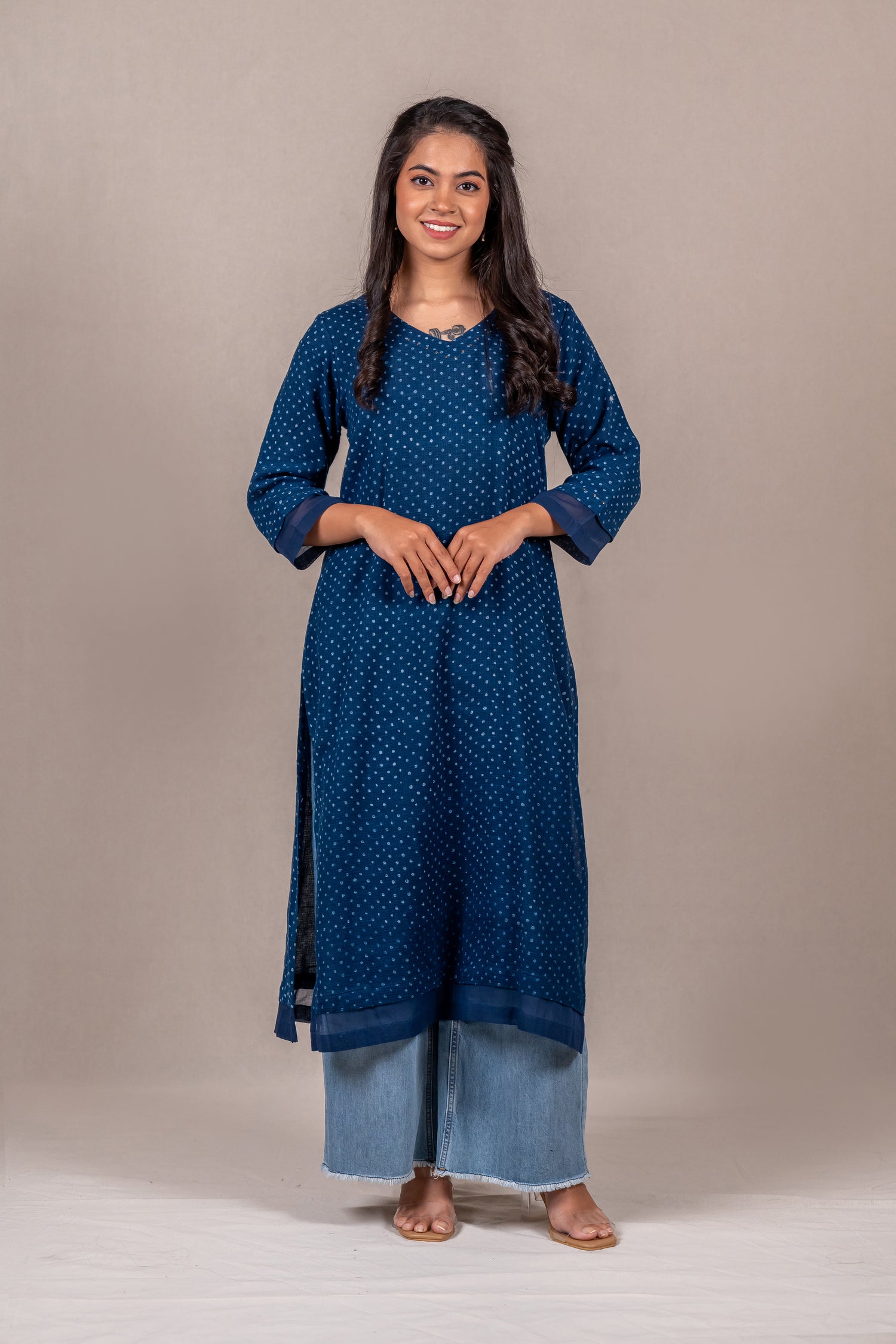 Indigo Dabu Mul-Mul Kota Kurta – Sutra