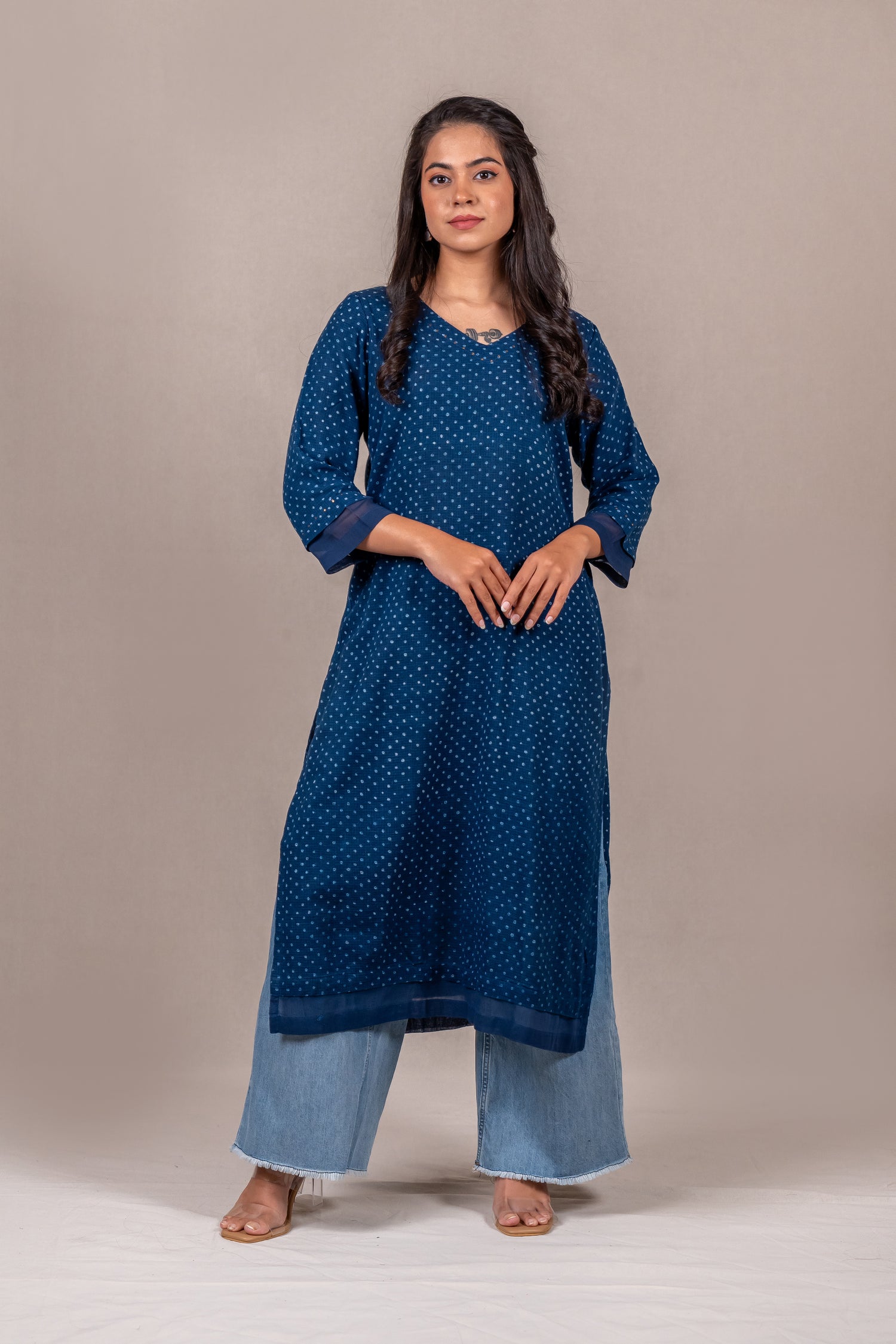 Indigo Dabu Mul-Mul Kota Kurta – Sutra