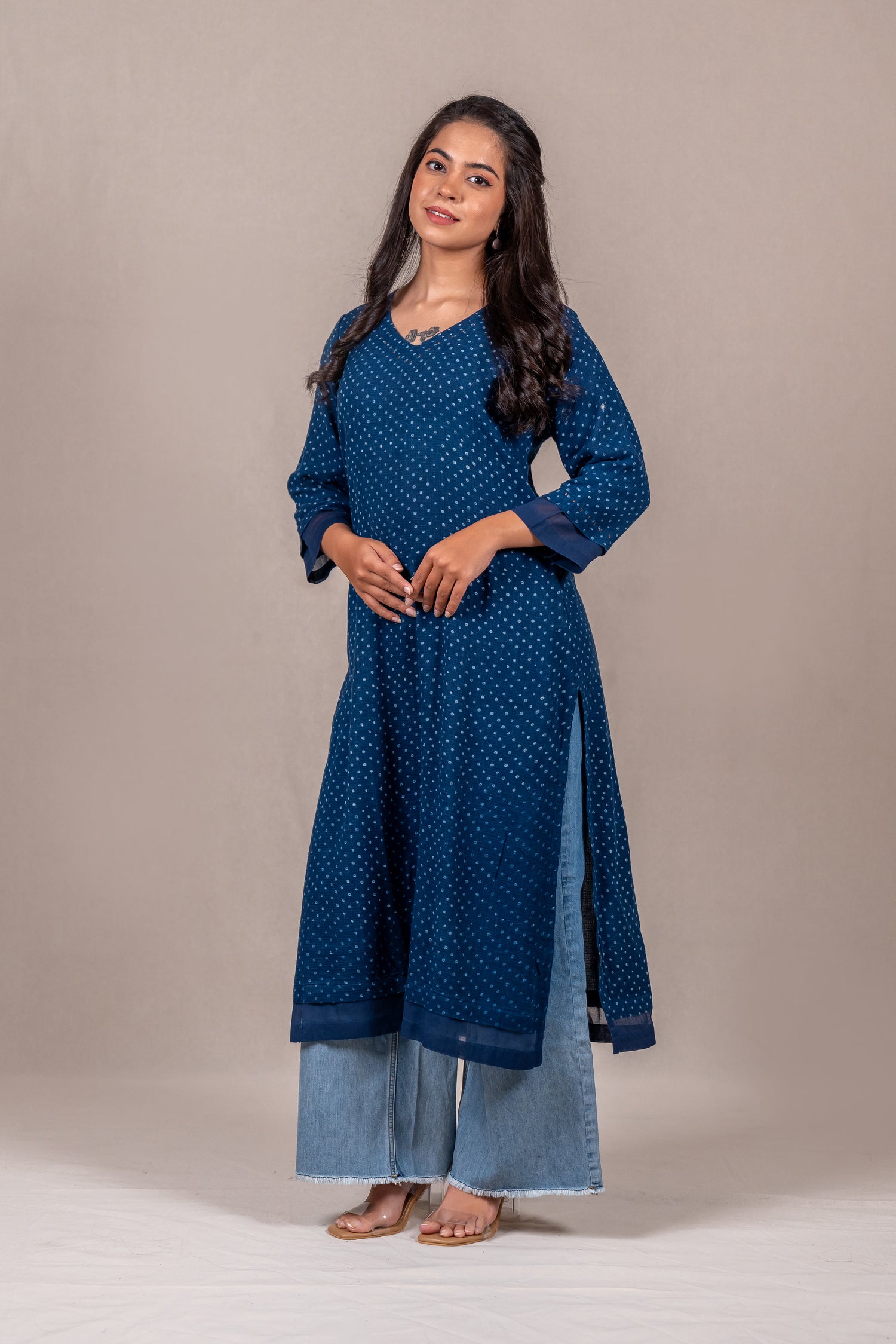 Indigo Dabu Mul-Mul Kota Kurta – Sutra