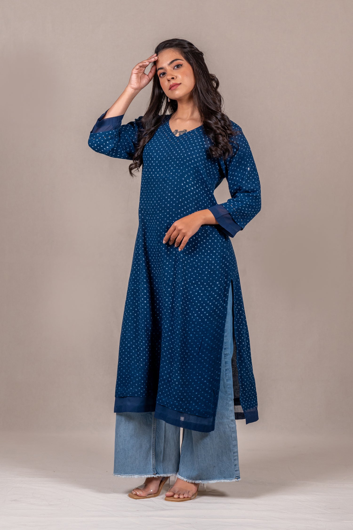 Indigo Dabu Mul-Mul Kota Kurta – Sutra