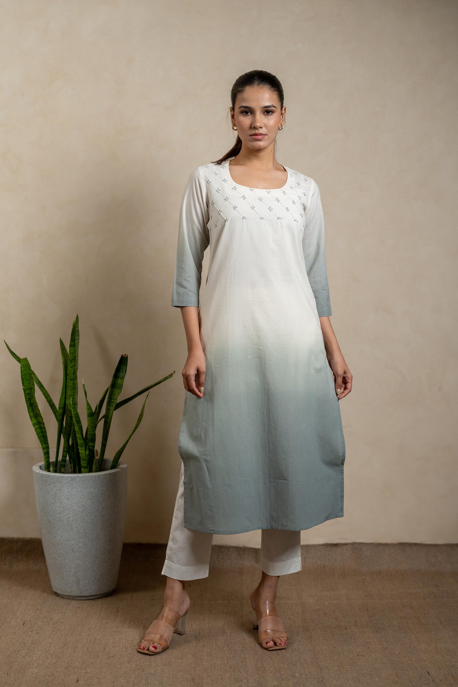 Aabha Grey Tie-Dye Cotton Kurta | Ray-ethnic